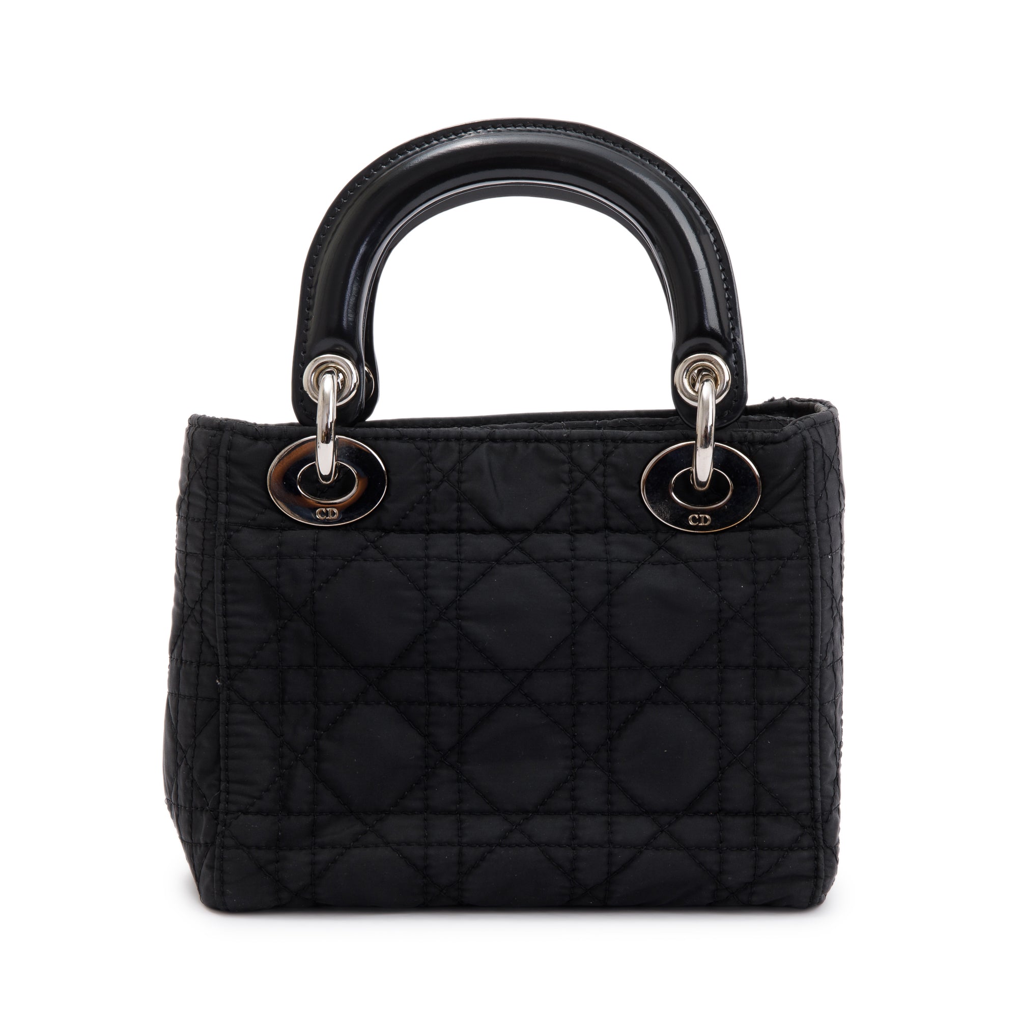 Christian Dior Black Cannage Nylon Mini Lady Dior Bag w/ Strap