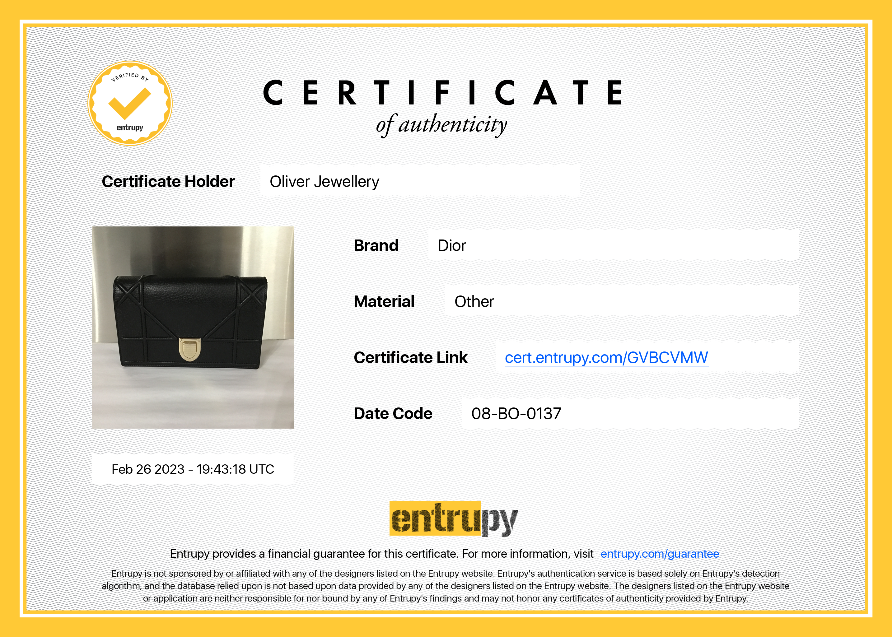 Christian Dior Black Diorama Wallet on Chain