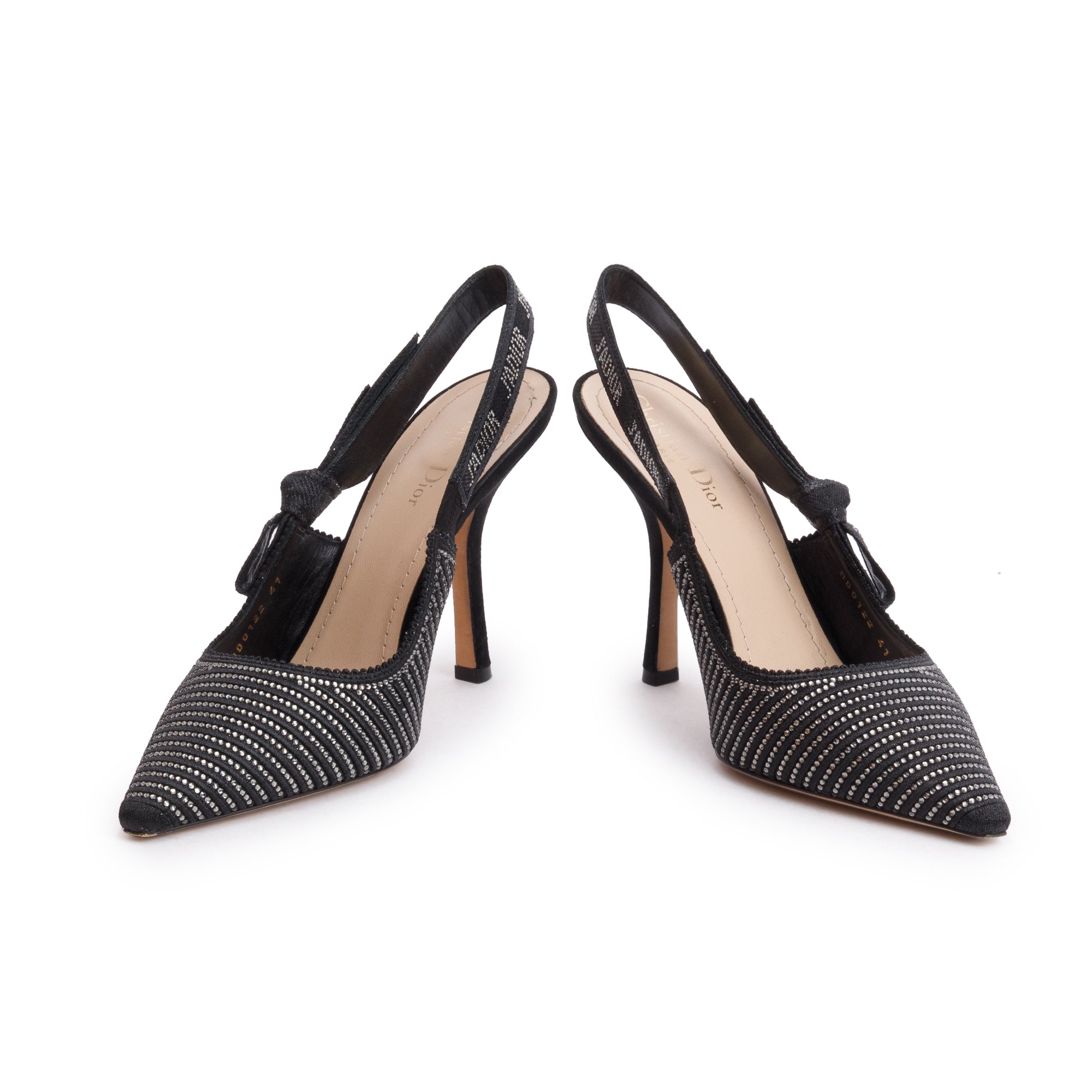 Christian Dior Black Leather Crystal Embellished J'Adior Slingback
