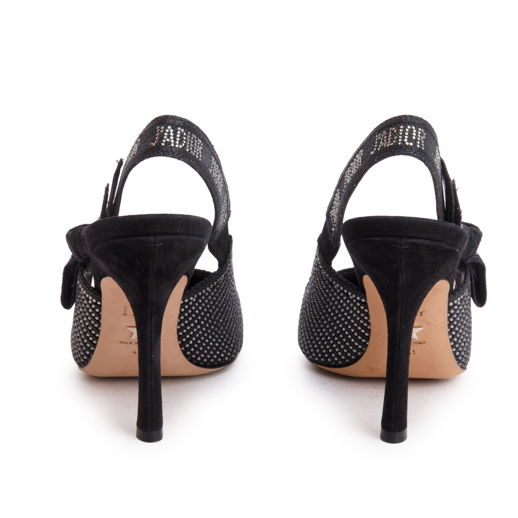 Christian Dior Black Leather Crystal Embellished J'Adior Slingback
