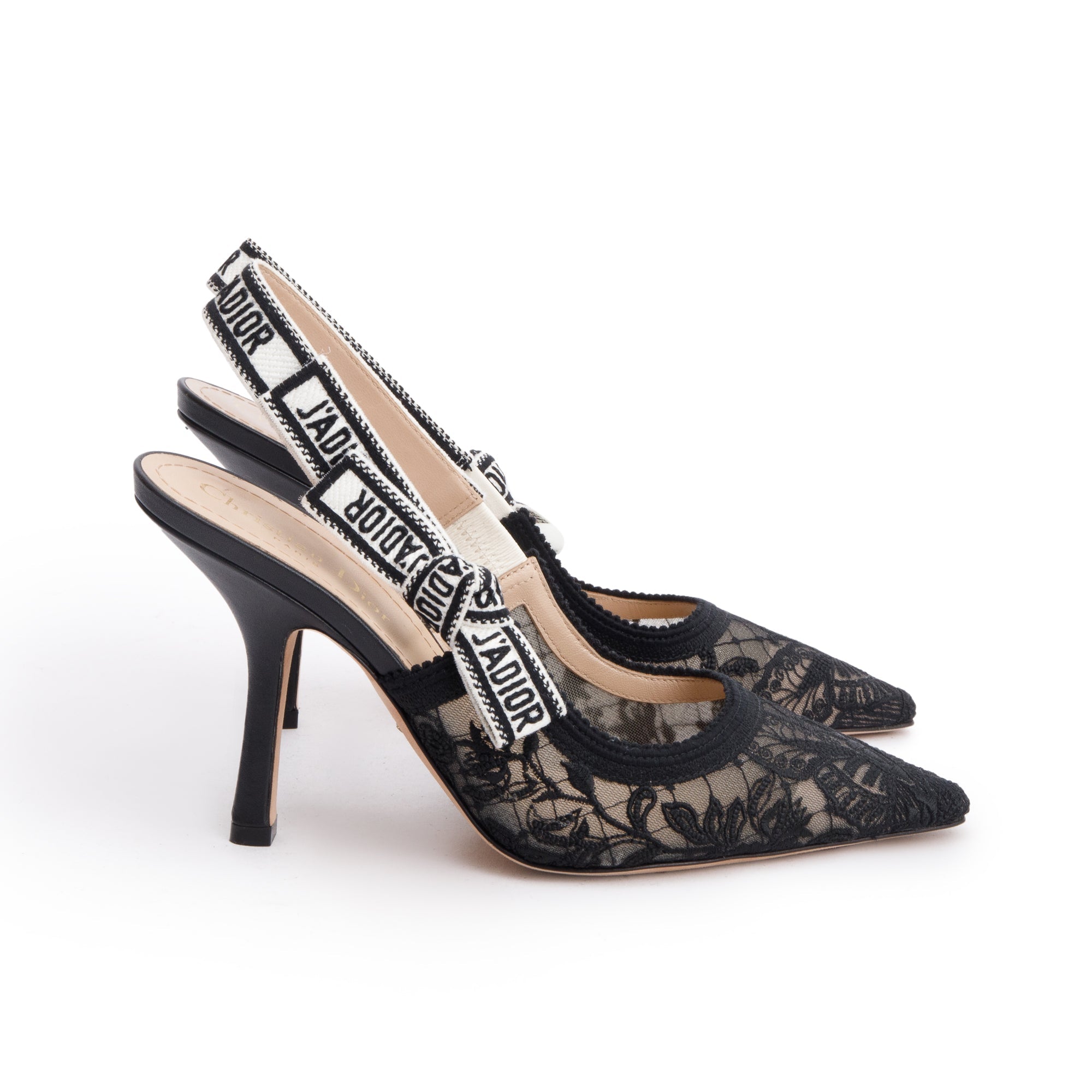 J‘ADIOR Christian Dior Black Mesh Chardons Embroidery J'Adior