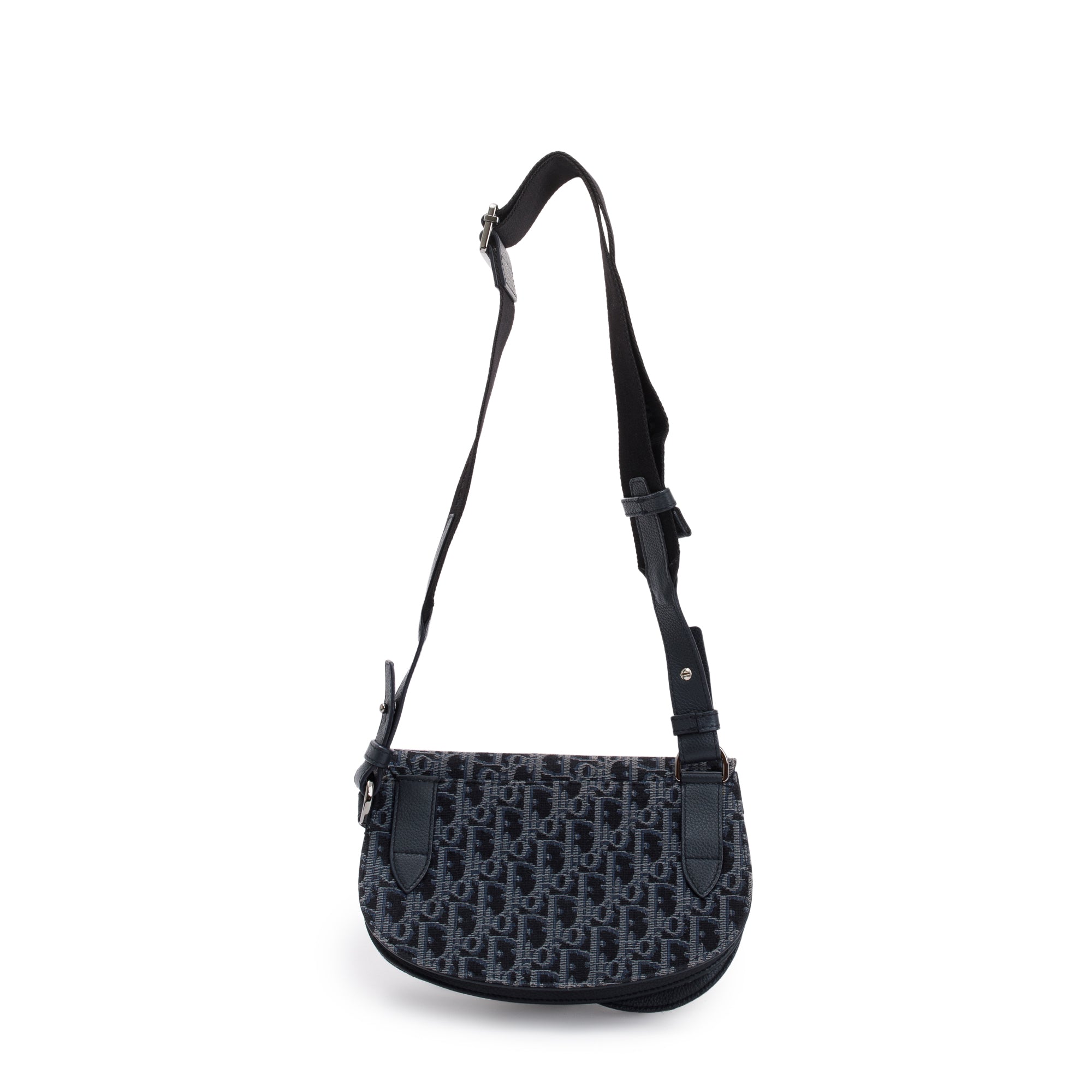 Christian Dior Black Oblique Jacquard Saddle Pouch w/ Box & Authenticity Card