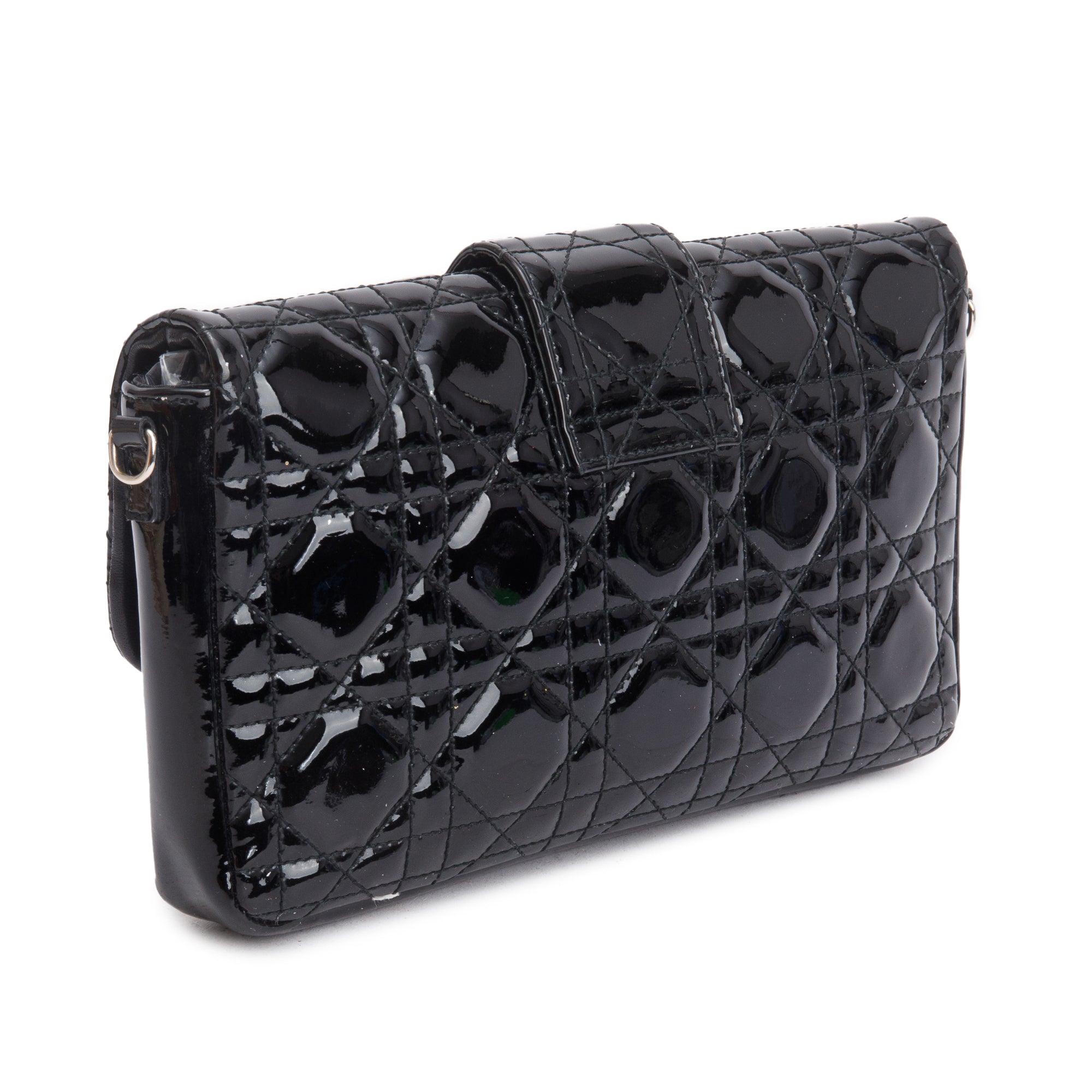 Christian Dior Black Patent Cannage Miss Dior Promenade Pouch