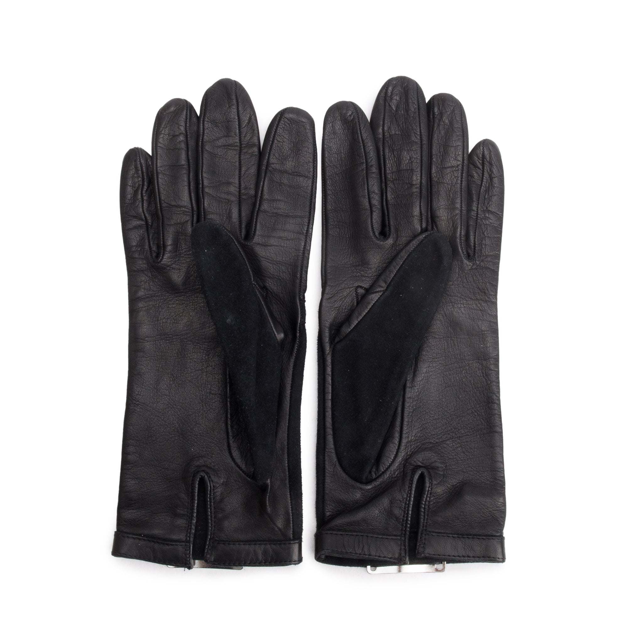 Christian Dior Black Suede Leather Hardware Logo Gloves