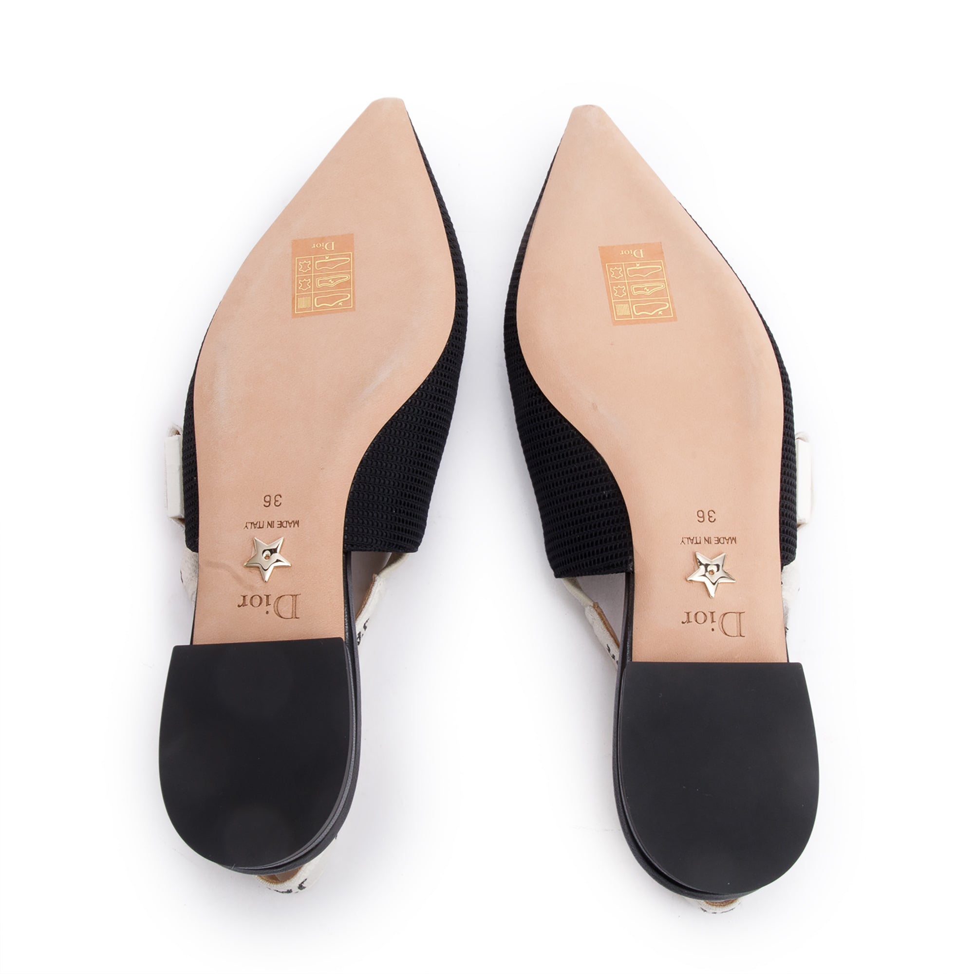 Christian Dior Black Technical Fabric Embroidery J'Adior Slingback Flats, Size 36 w/ Box