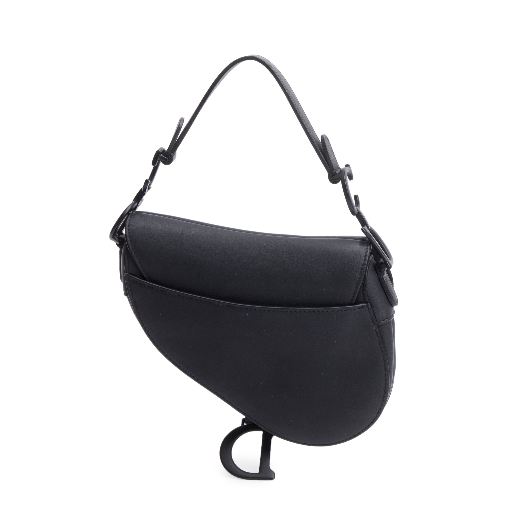 Christian Dior Black Ultramatte Calfskin Leather Mini Saddle Bag