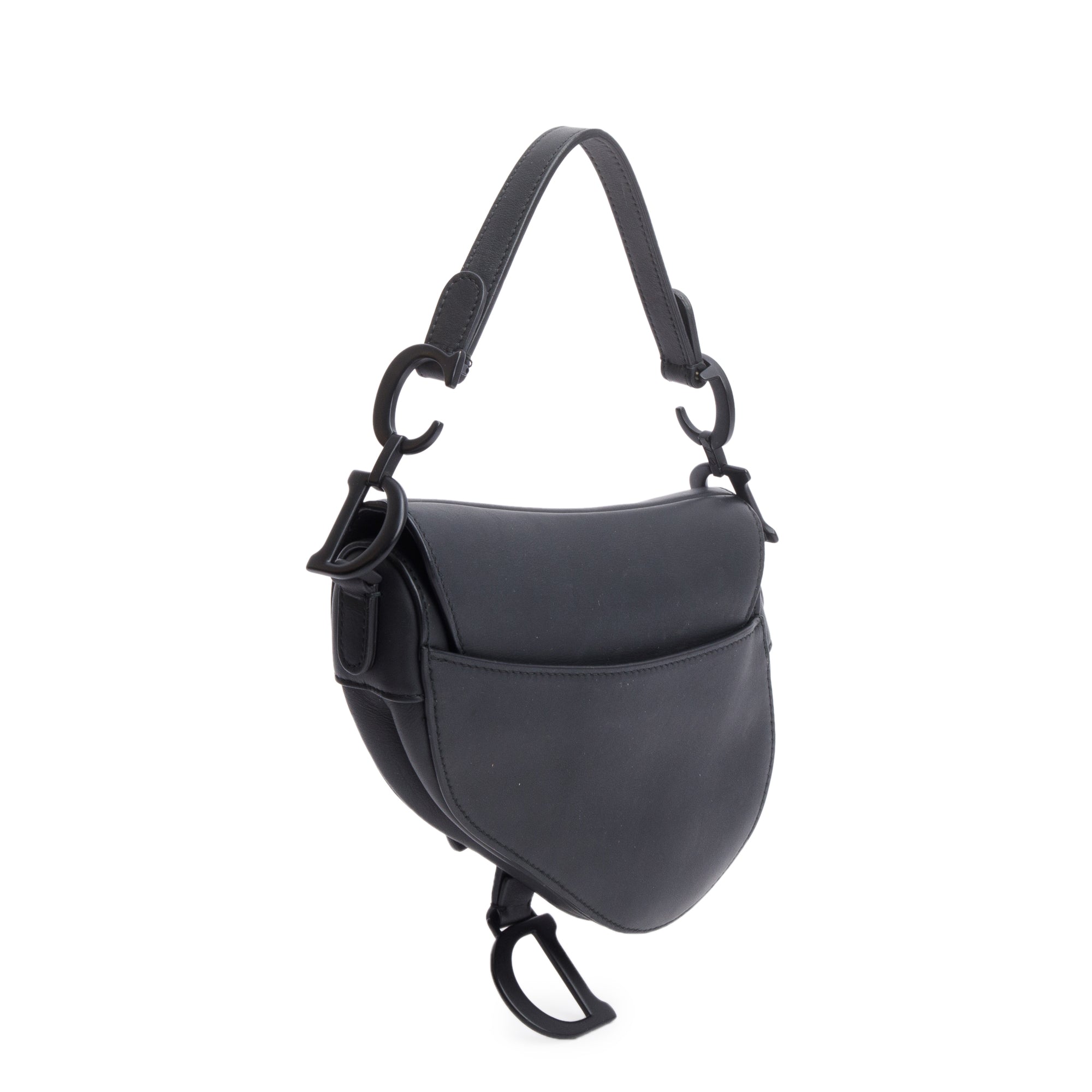 Christian Dior Black Ultramatte Calfskin Leather Mini Saddle Bag