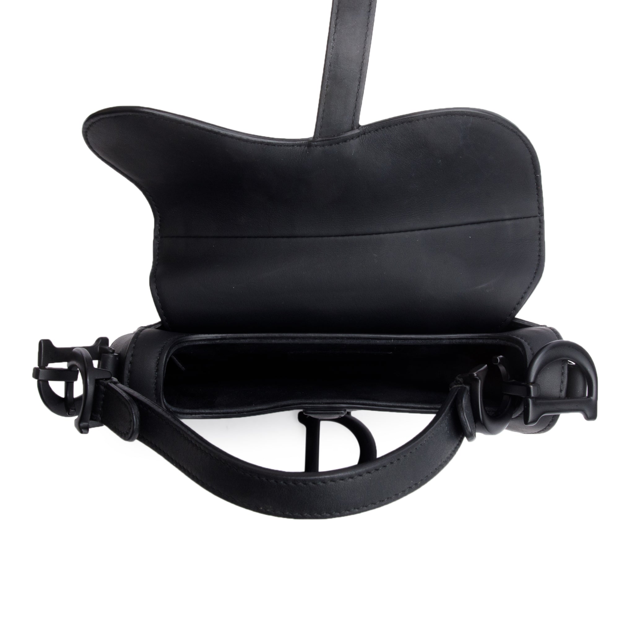 Christian Dior Black Ultramatte Calfskin Leather Mini Saddle Bag