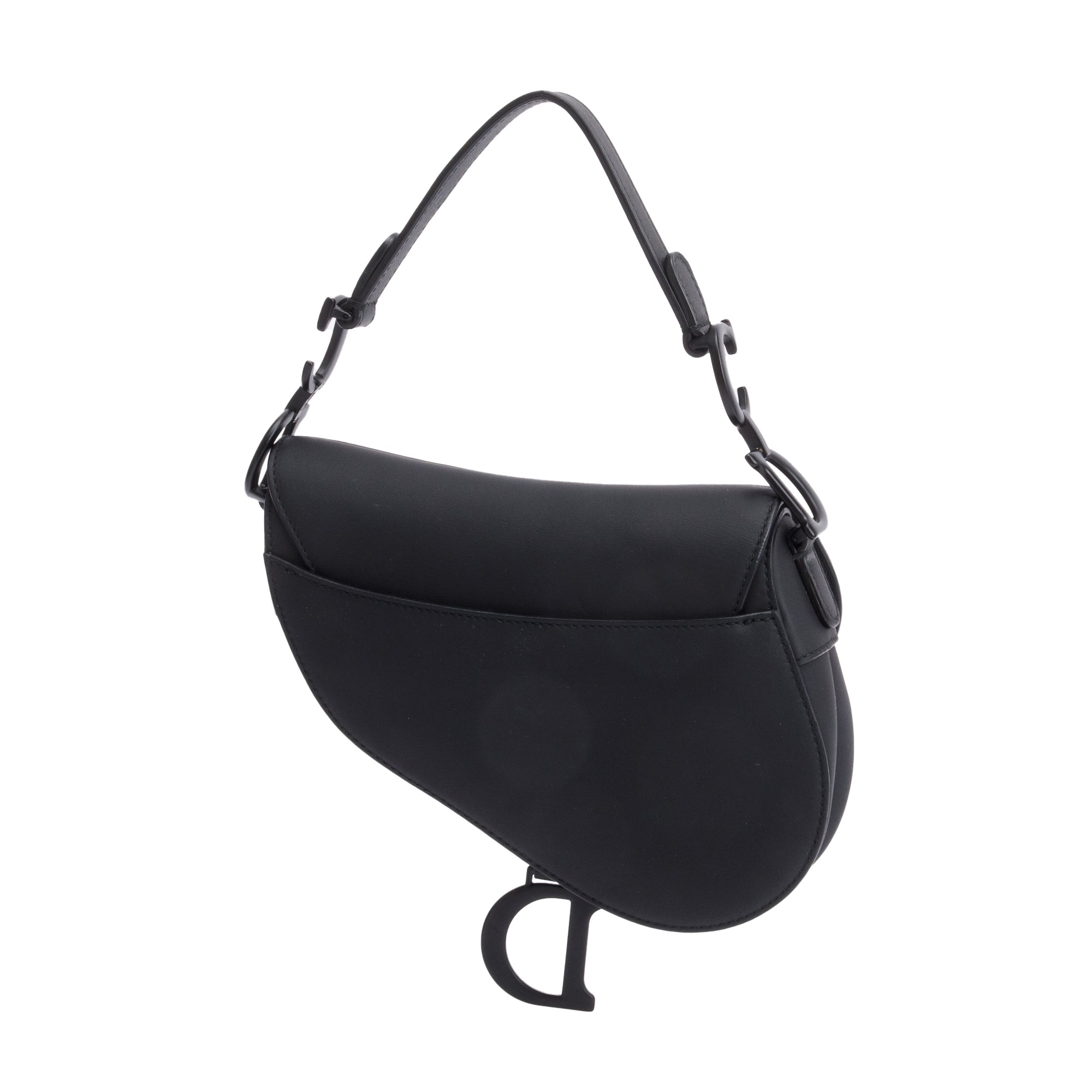 Christian Dior Black Ultramatte Calfskin Leather Mini Saddle Bag w/ Box & Authenticity Card