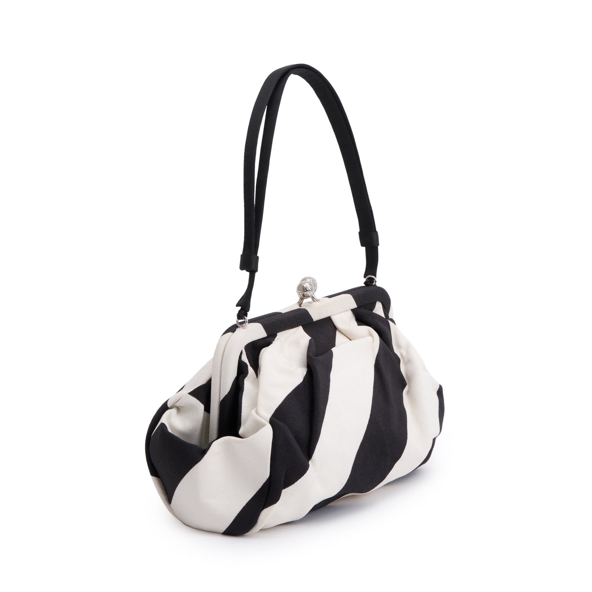 Christian Dior Black & White Canvas Frame Clutch Bag w/ Authenticity Card