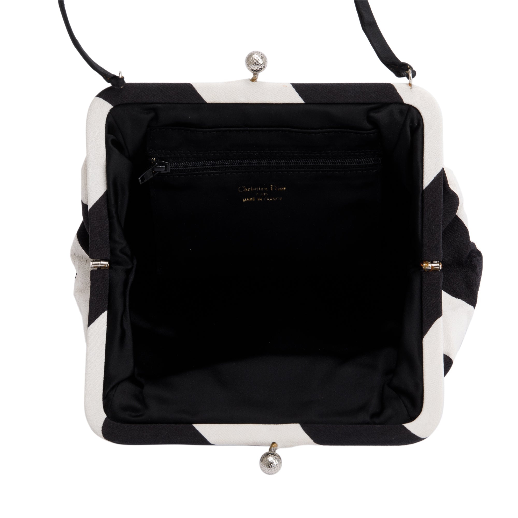 Christian Dior Black & White Canvas Frame Clutch Bag w/ Authenticity Card