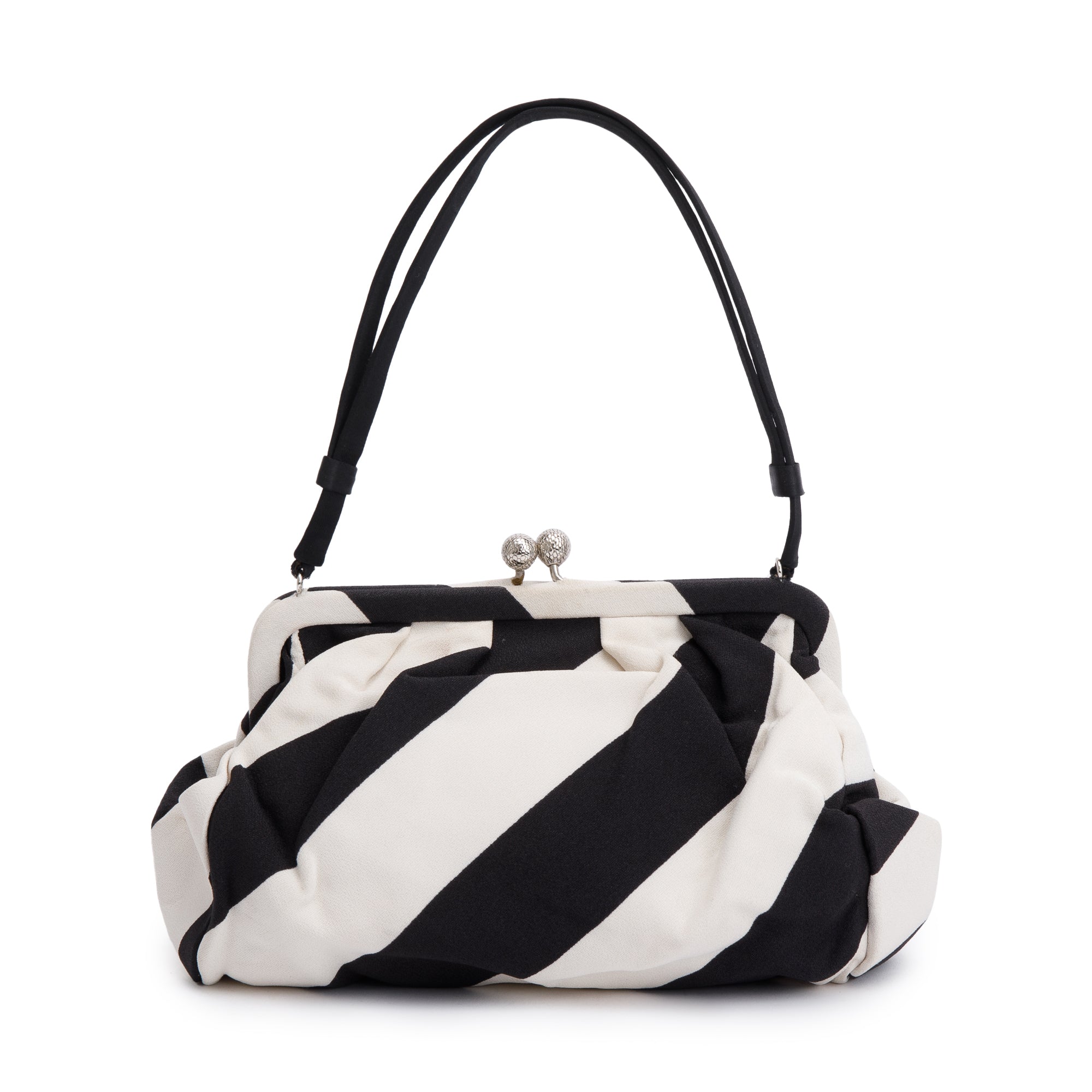 Christian Dior Black & White Canvas Frame Clutch Bag w/ Authenticity Card