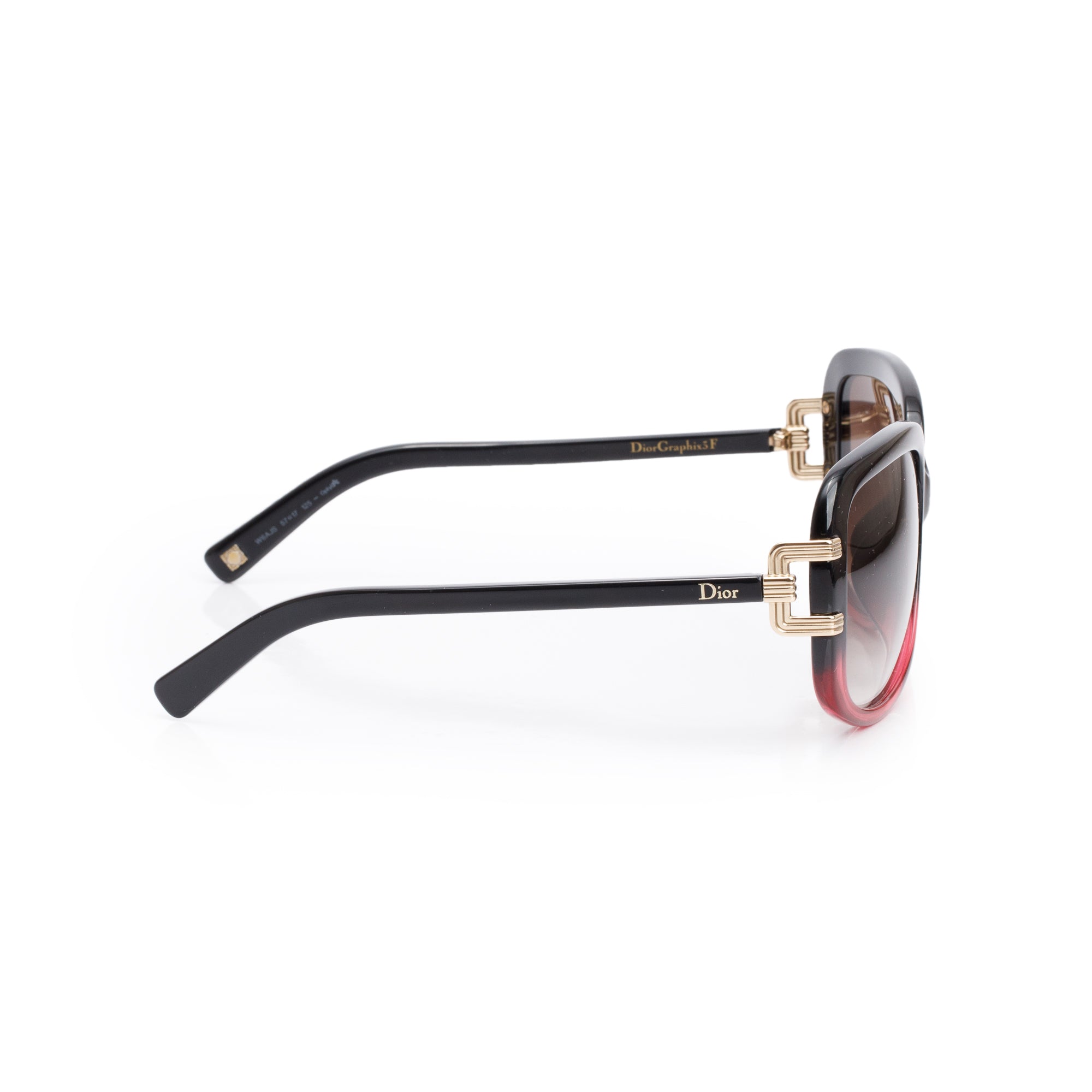 Christian Dior Black/Red Acetate DiorGraphix3F Square Sunglasses w/ Case