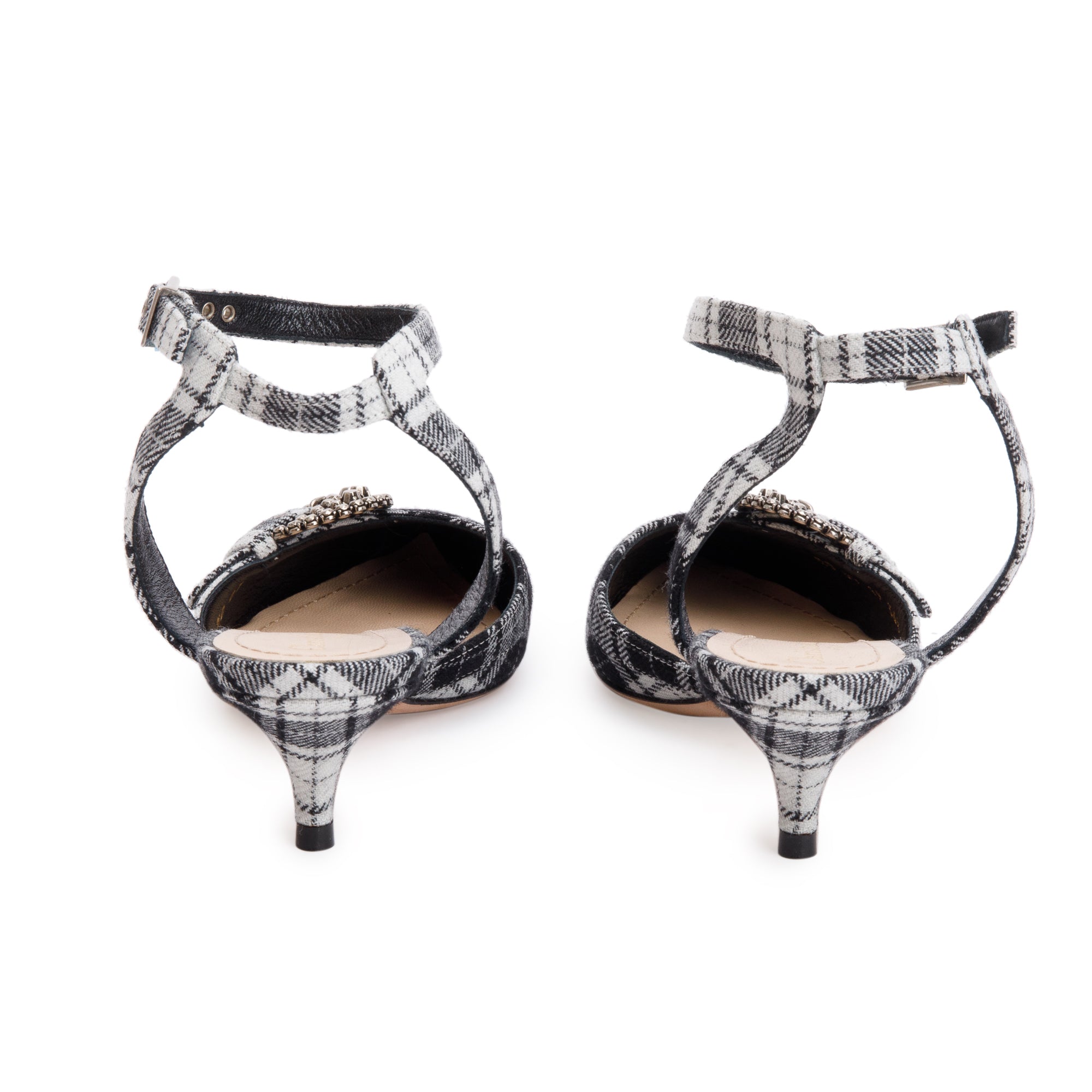 Christian Dior Black/White Tartan Fabric Dior Gang Slingback Pumps