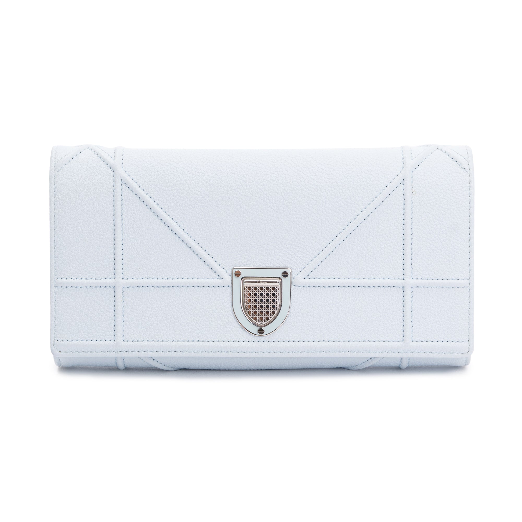 Christian Dior Blue Calfskin Leather Diorama Wallet on Chain