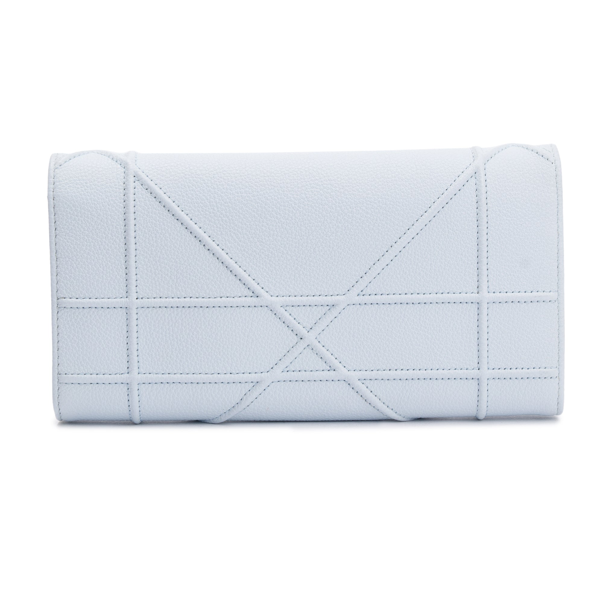 Christian Dior Blue Calfskin Leather Diorama Wallet on Chain