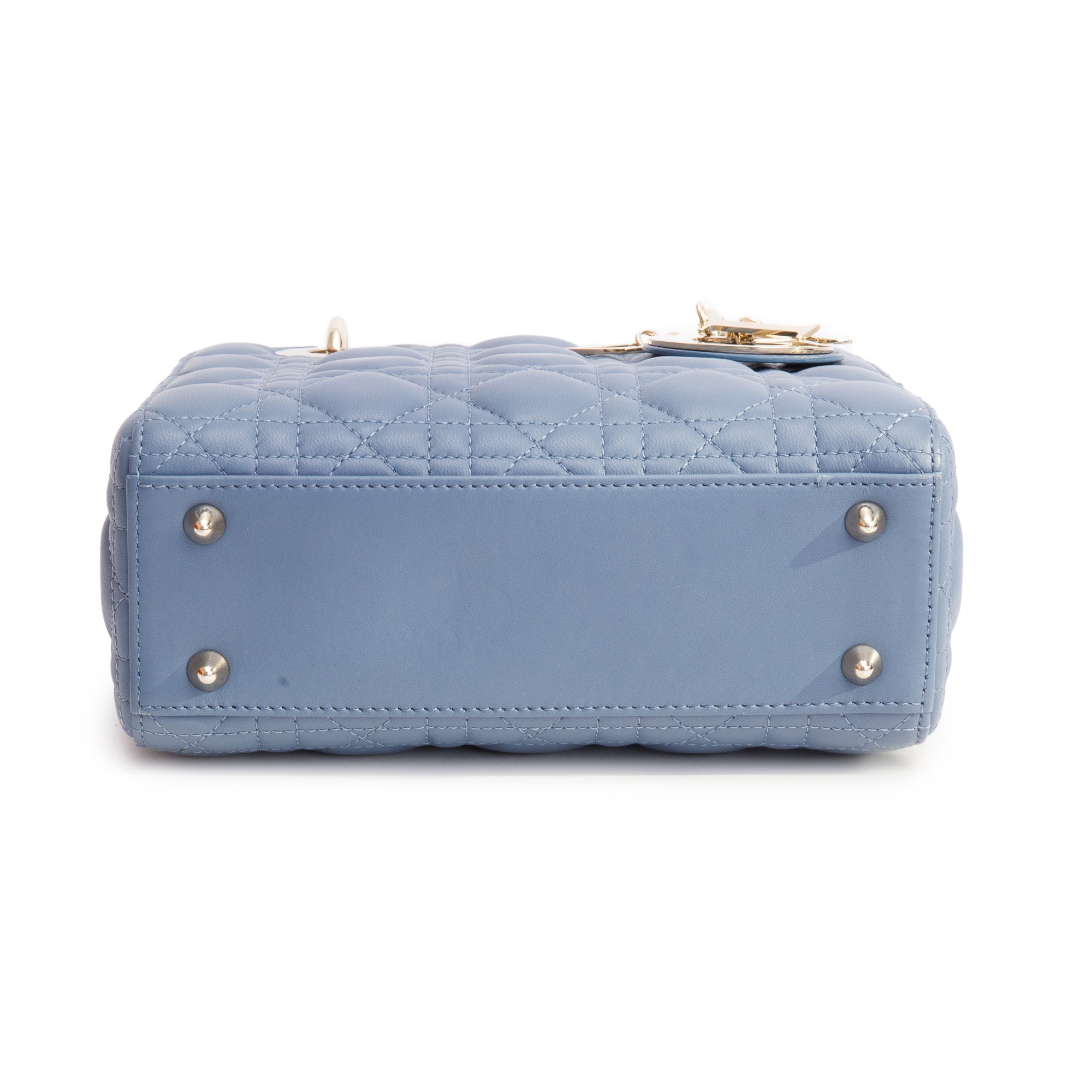 Christian Dior Blue Cannage Leather Small Lady Dior Bag w/ Strap