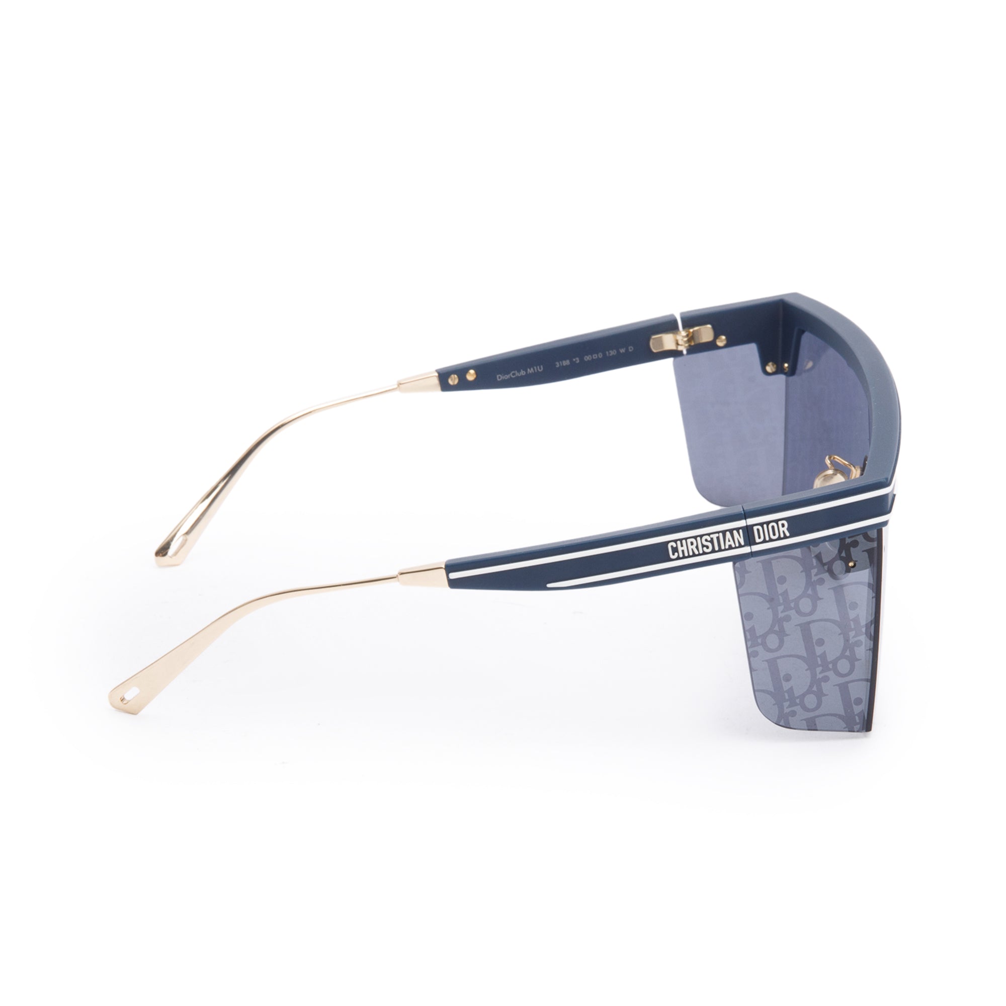 Christian Dior Blue Oblique DiorClub M1U Shield Mask Sunglasses w/ Box & Case