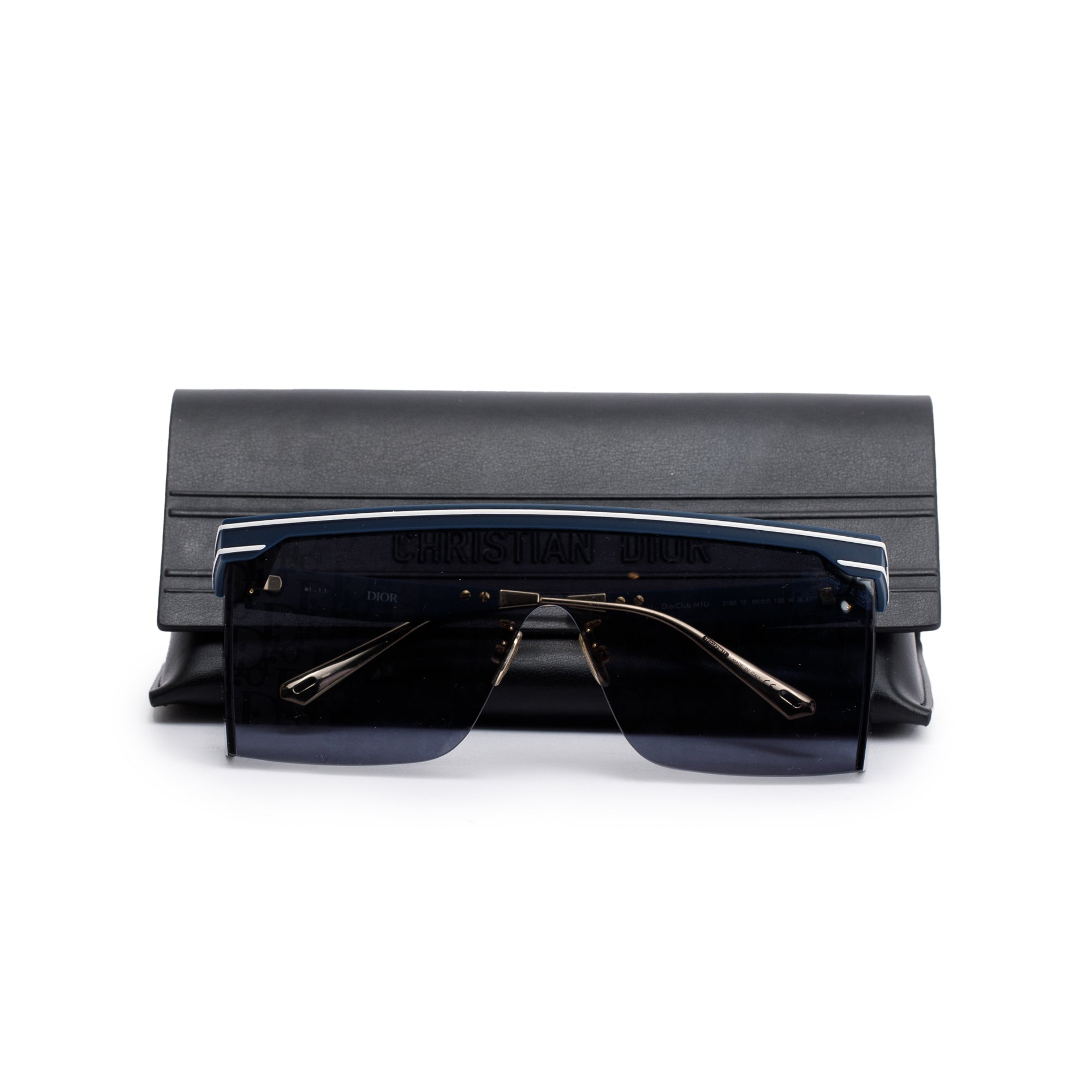 Christian Dior Blue Oblique DiorClub M1U Shield Mask Sunglasses w/ Case