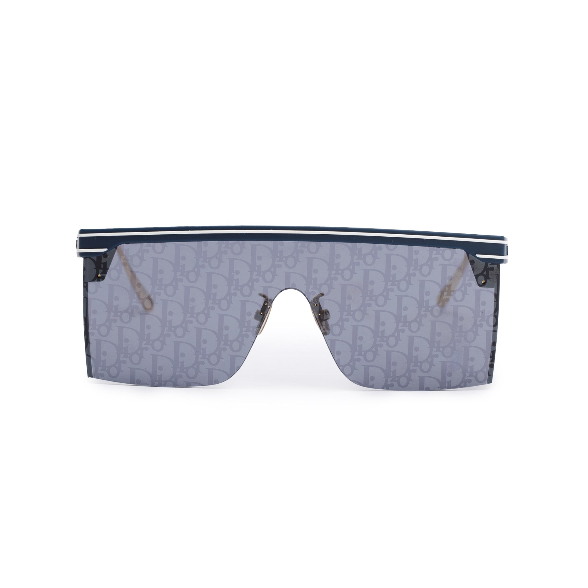 Christian Dior Blue Oblique DiorClub M1U Shield Mask Sunglasses w/ Case