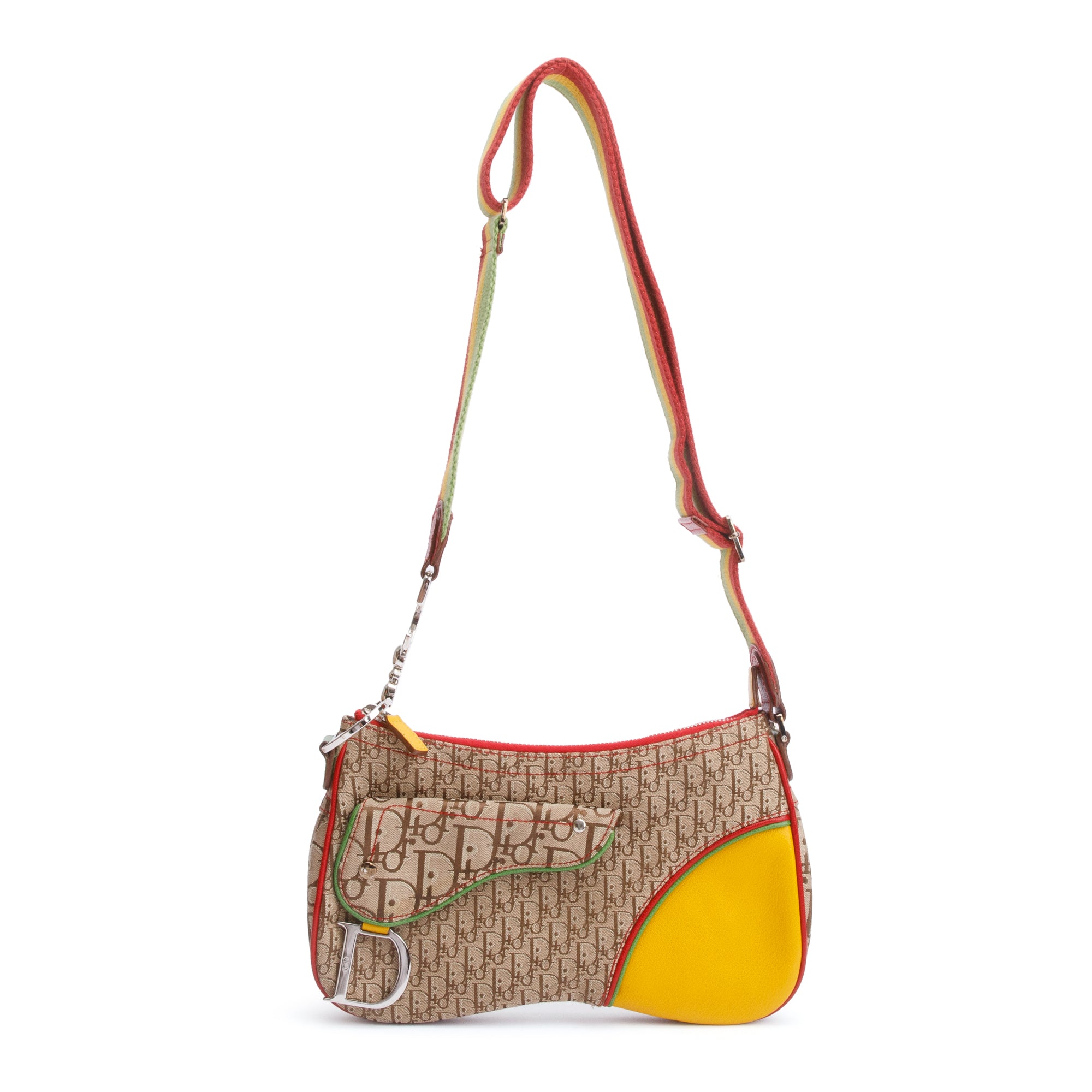 Christian Dior Brown Diorissimo Rasta Double Saddle Bag