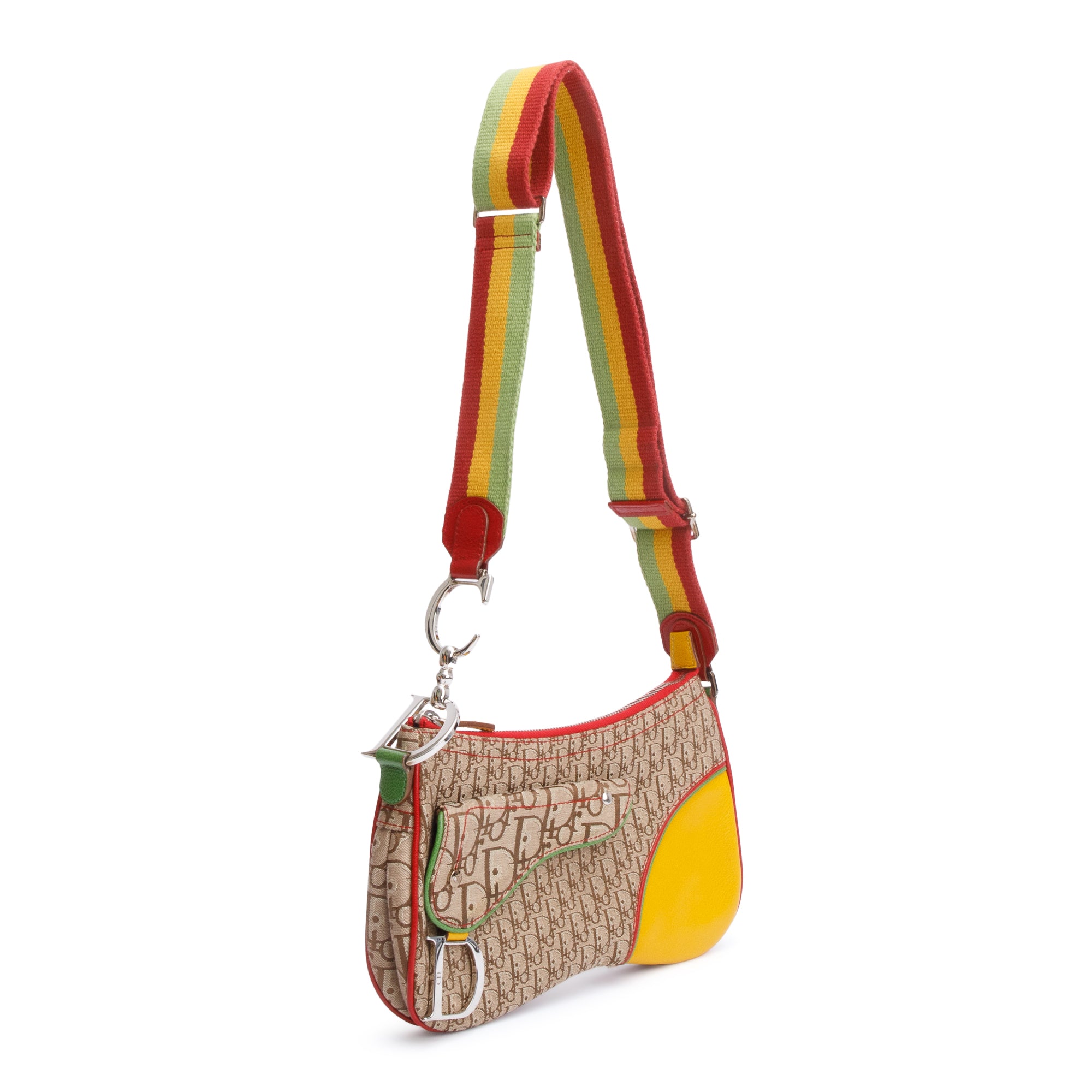 Christian Dior Brown Diorissimo Rasta Double Saddle Bag
