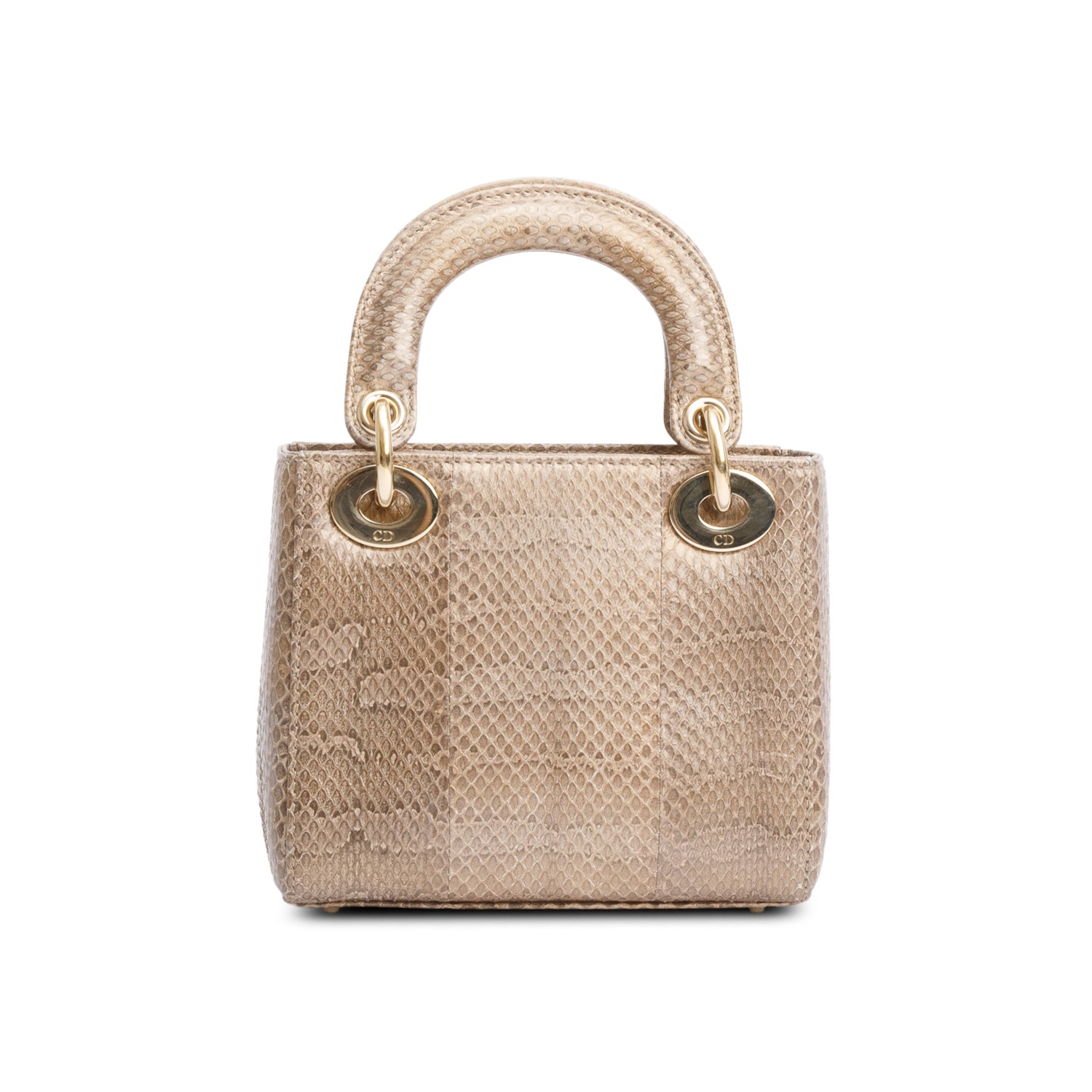 Christian Dior Brown Python Mini Lady Dior Bag w/ Strap