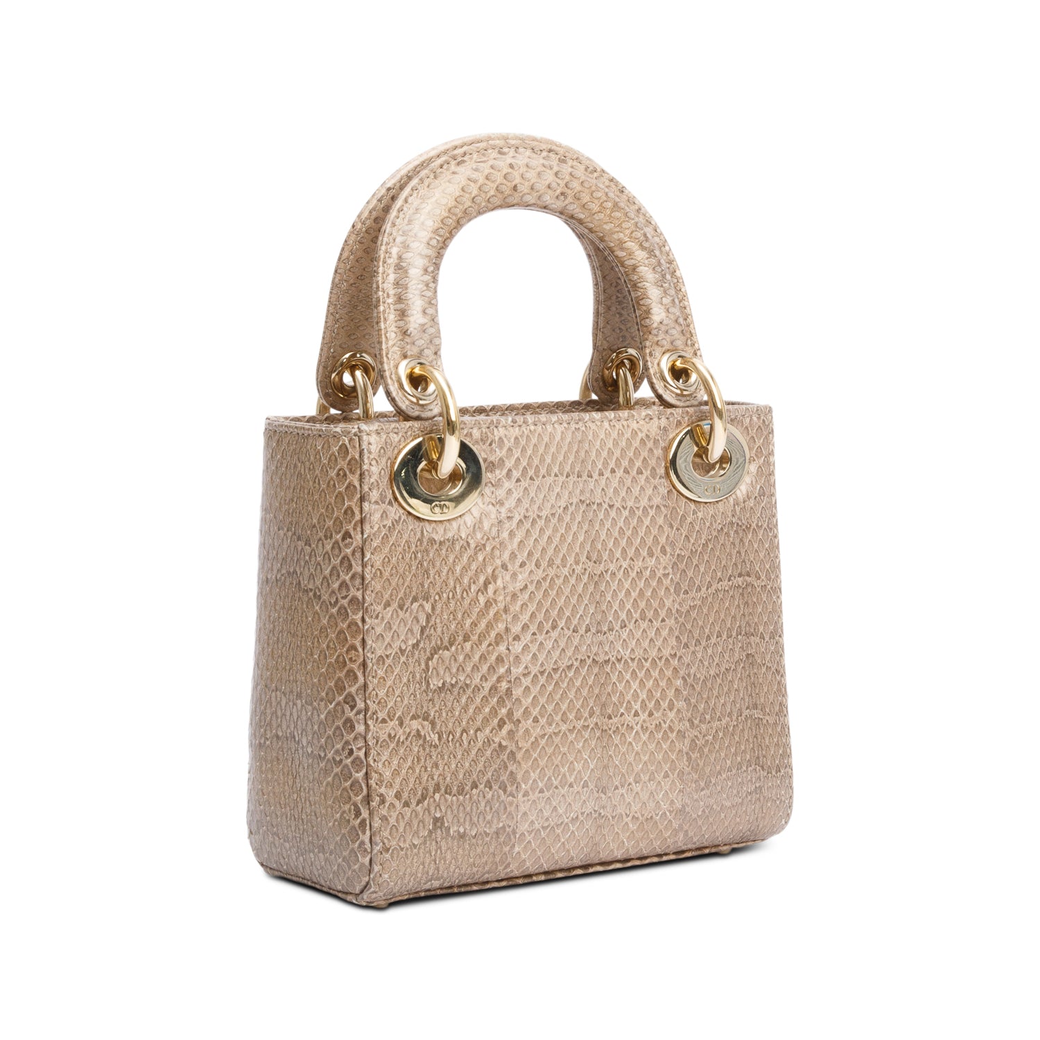 Christian Dior Brown Python Mini Lady Dior Bag w/ Strap