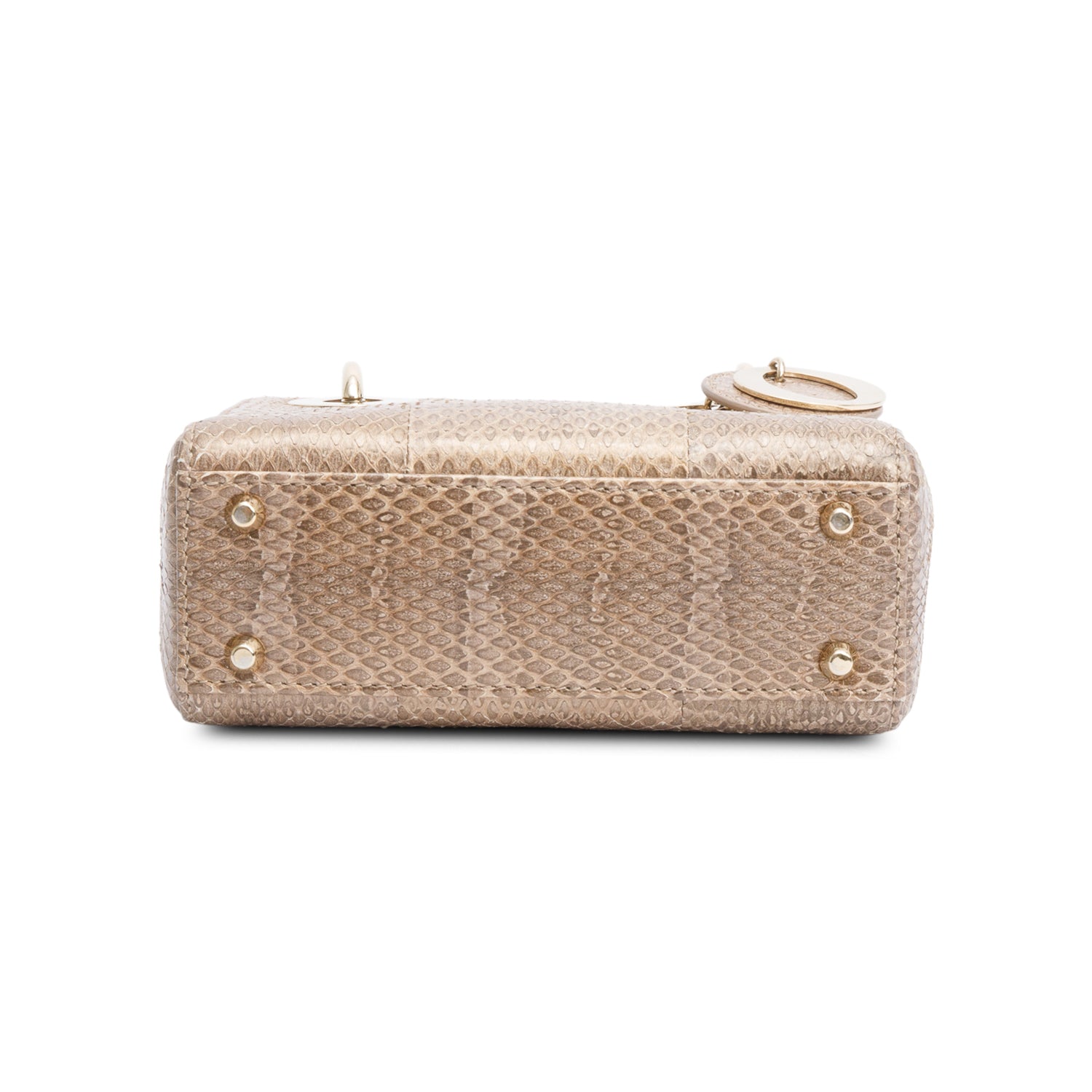 Christian Dior Brown Python Mini Lady Dior Bag w/ Strap