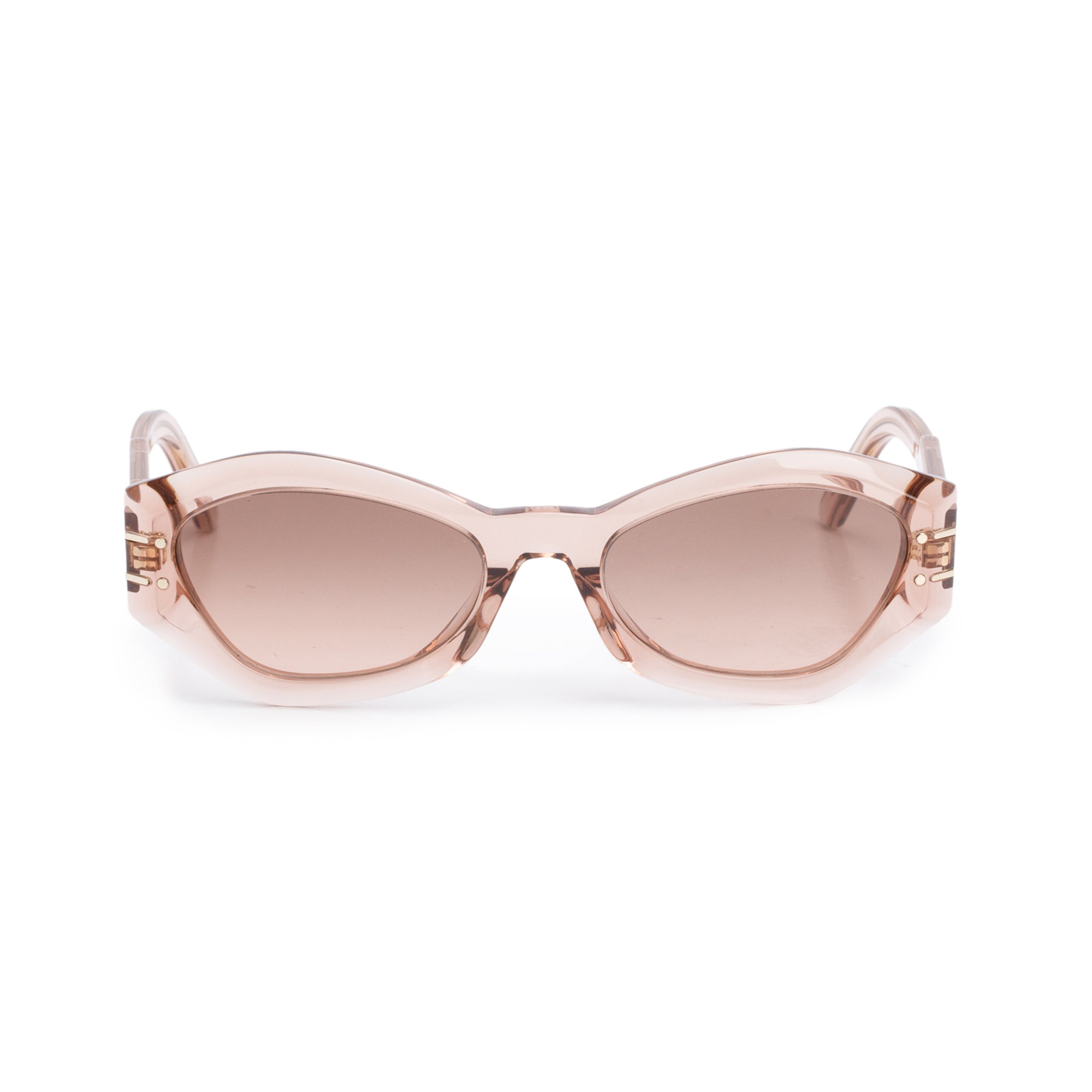 Christian Dior Brown Transparent Acetate DiorSignature B1U Geometric Sunglasses w/ Box & Case