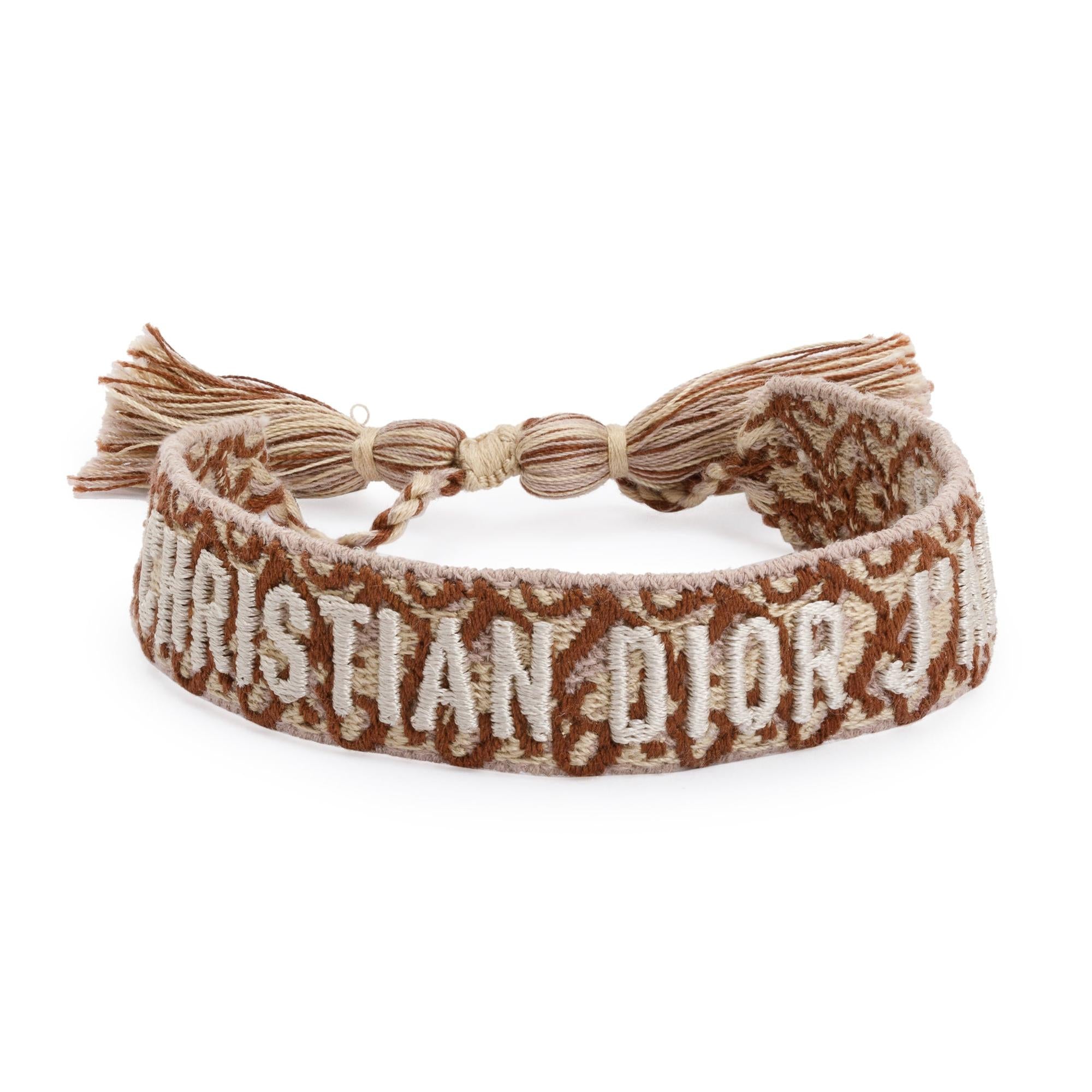 Christian Dior Brown Woven Cotton Oblique J'Adior Friendship Bracelet