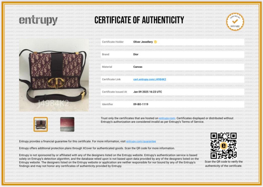 Christian Dior Burgundy Oblique 30 Montaigne Bag