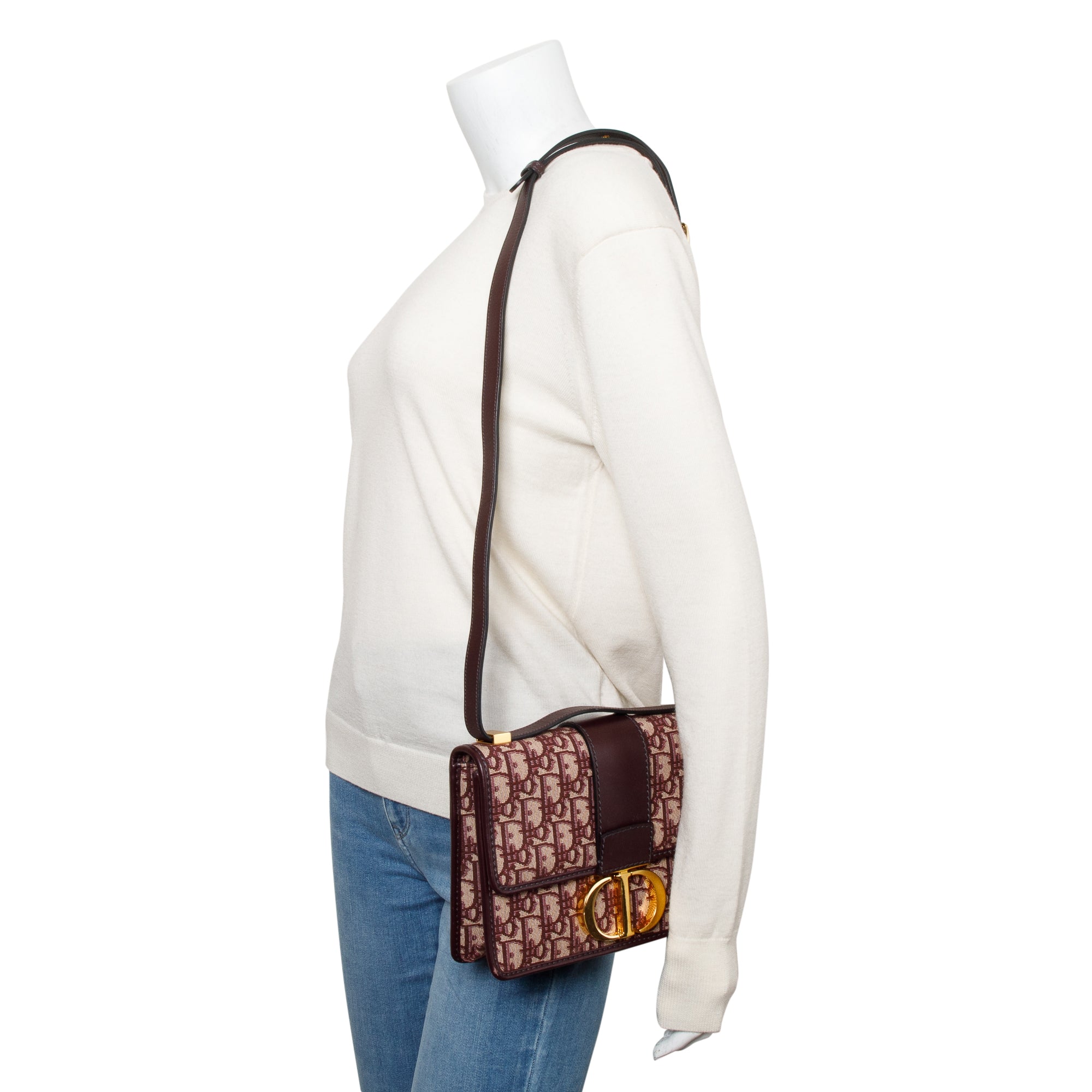 Christian Dior Burgundy Oblique 30 Montaigne Bag