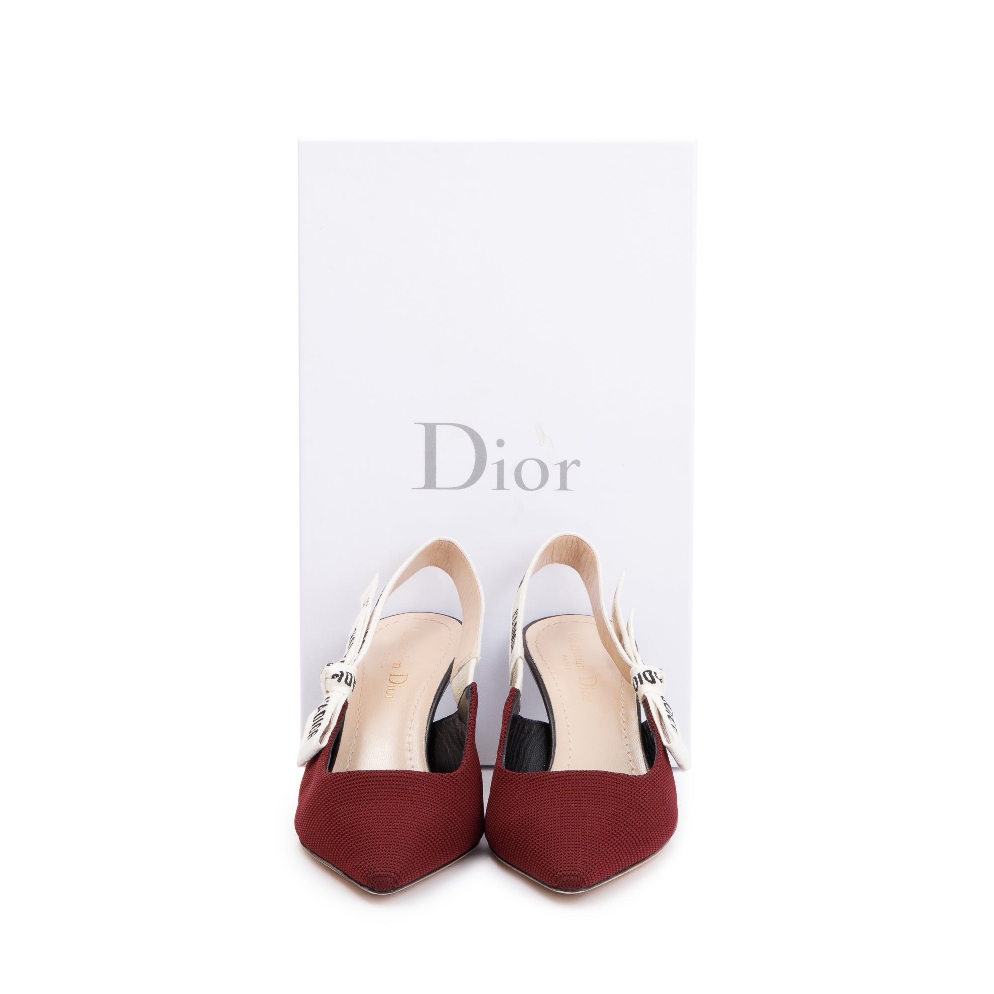 Christian Dior Burgundy Technical Fabric J'Dior Slingback Pump, Size 38 w/ Box