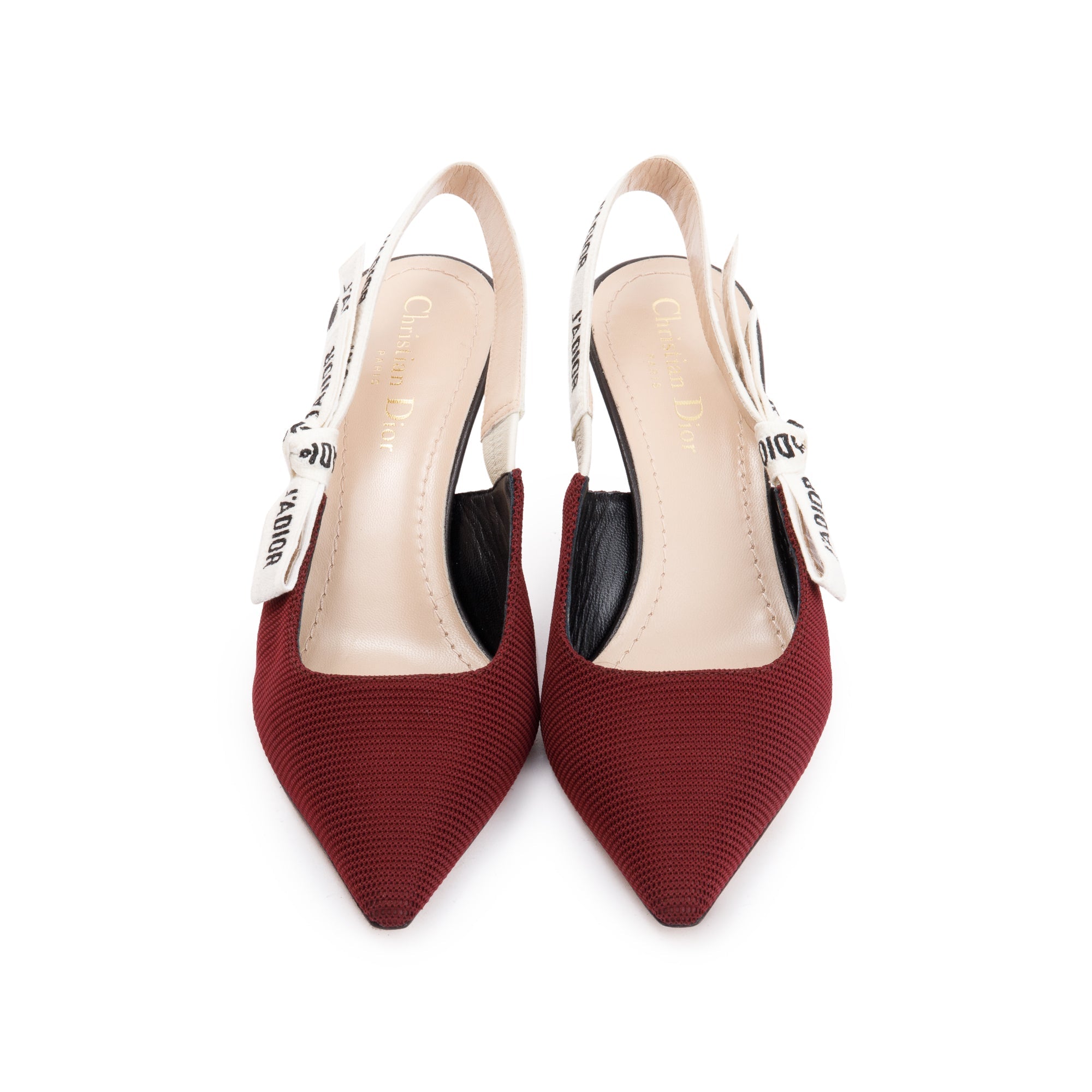 Christian Dior Burgundy Technical Fabric J'Dior Slingback Pump, Size 38 w/ Box