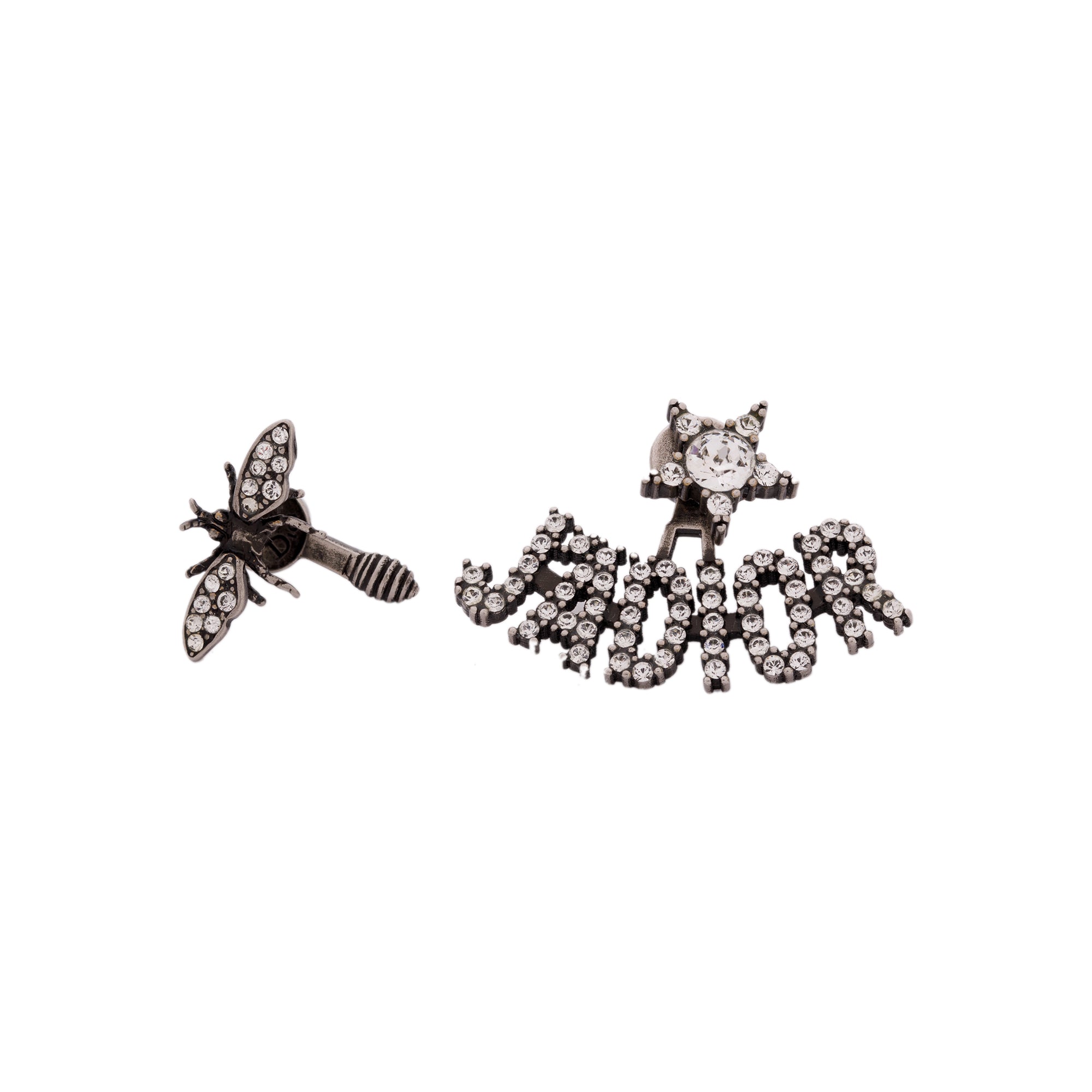 Christian Dior Crystal J'Adior Asymmetrical Bee Earrings w/ Box