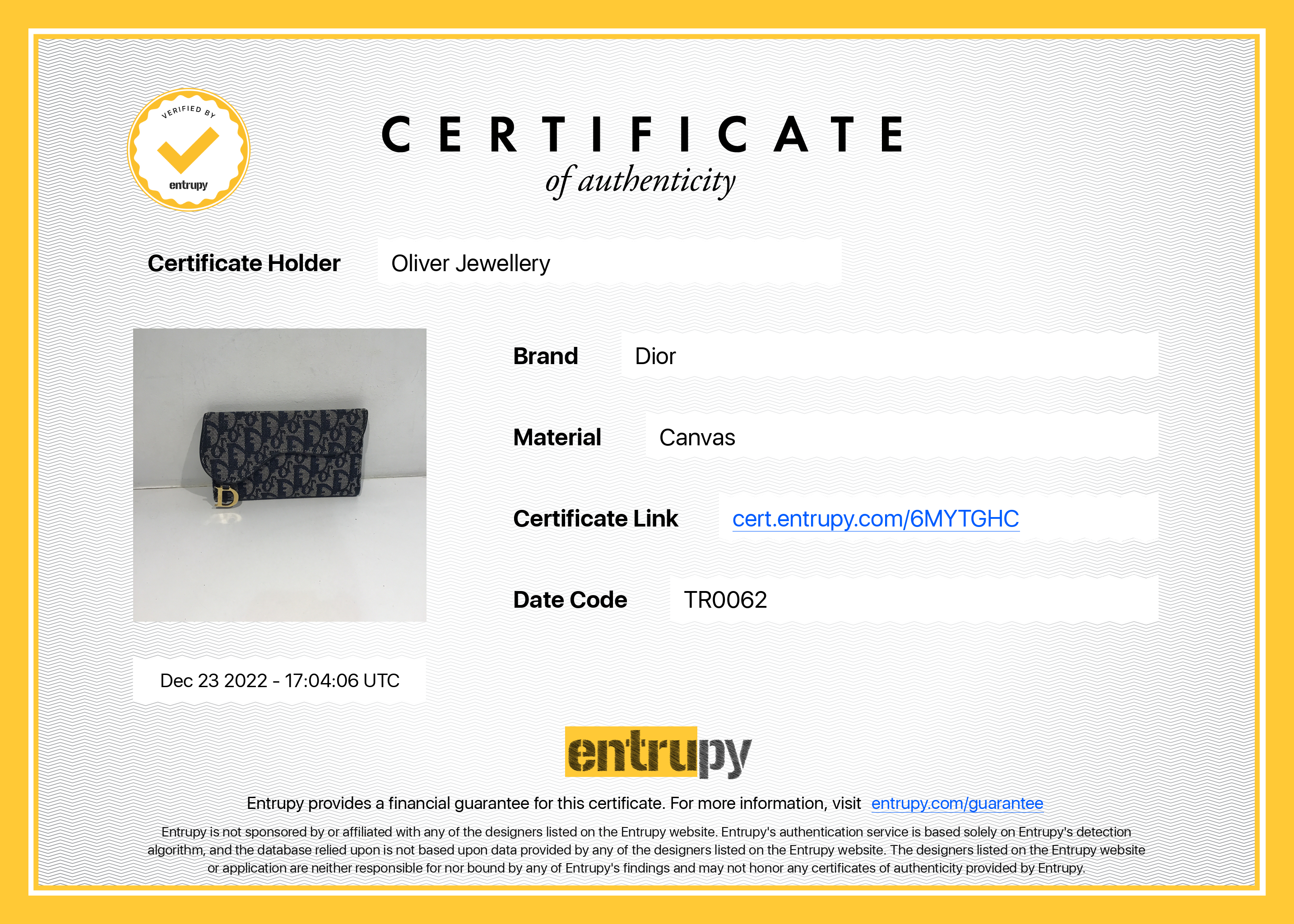 Christian Dior Diorissimo Saddle Trifold Wallet