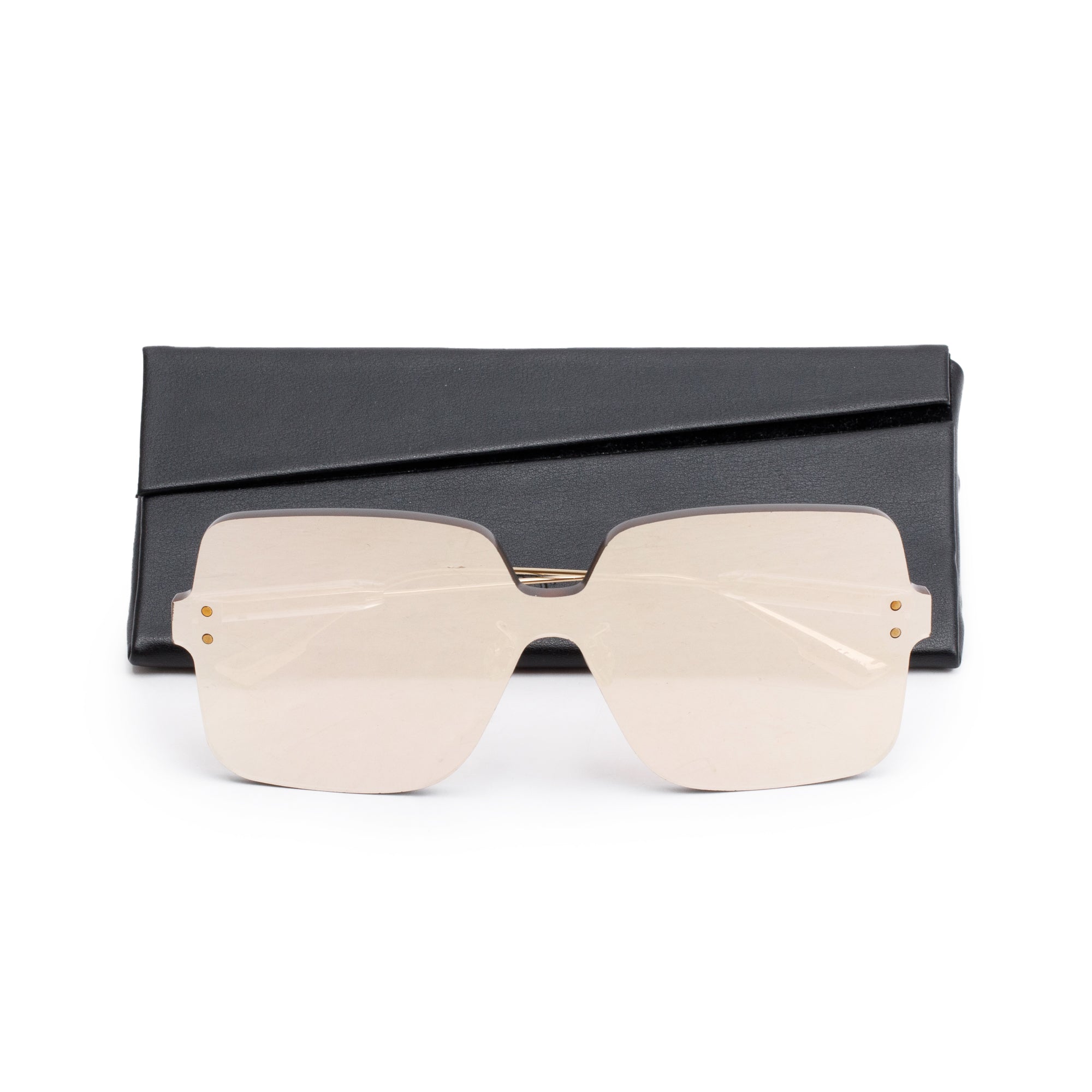 Christian Dior Gold Color Quake 1 Mirrored Sunglasses w/ Case
