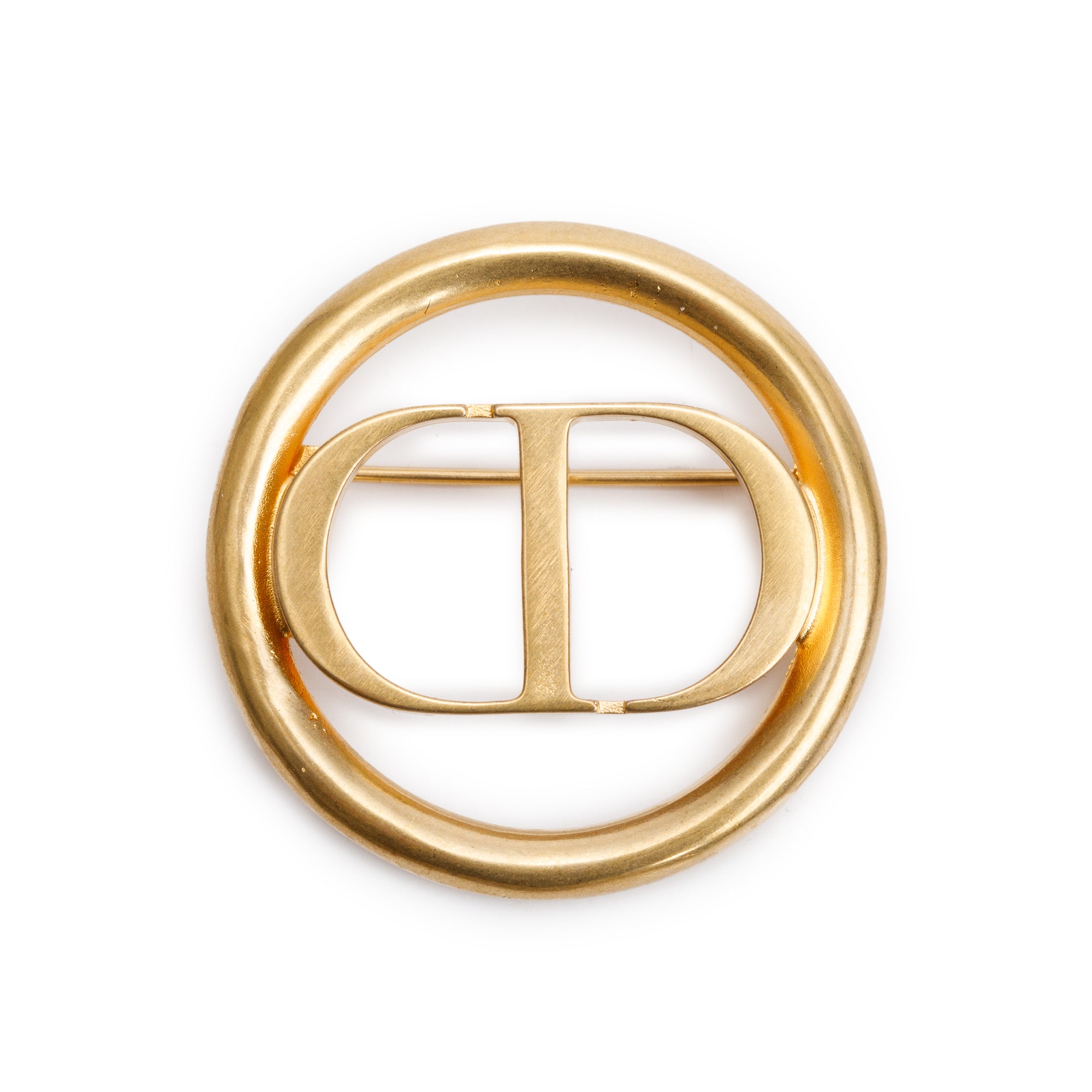 Christian Dior Gold Plated CC Brooch w/ Box