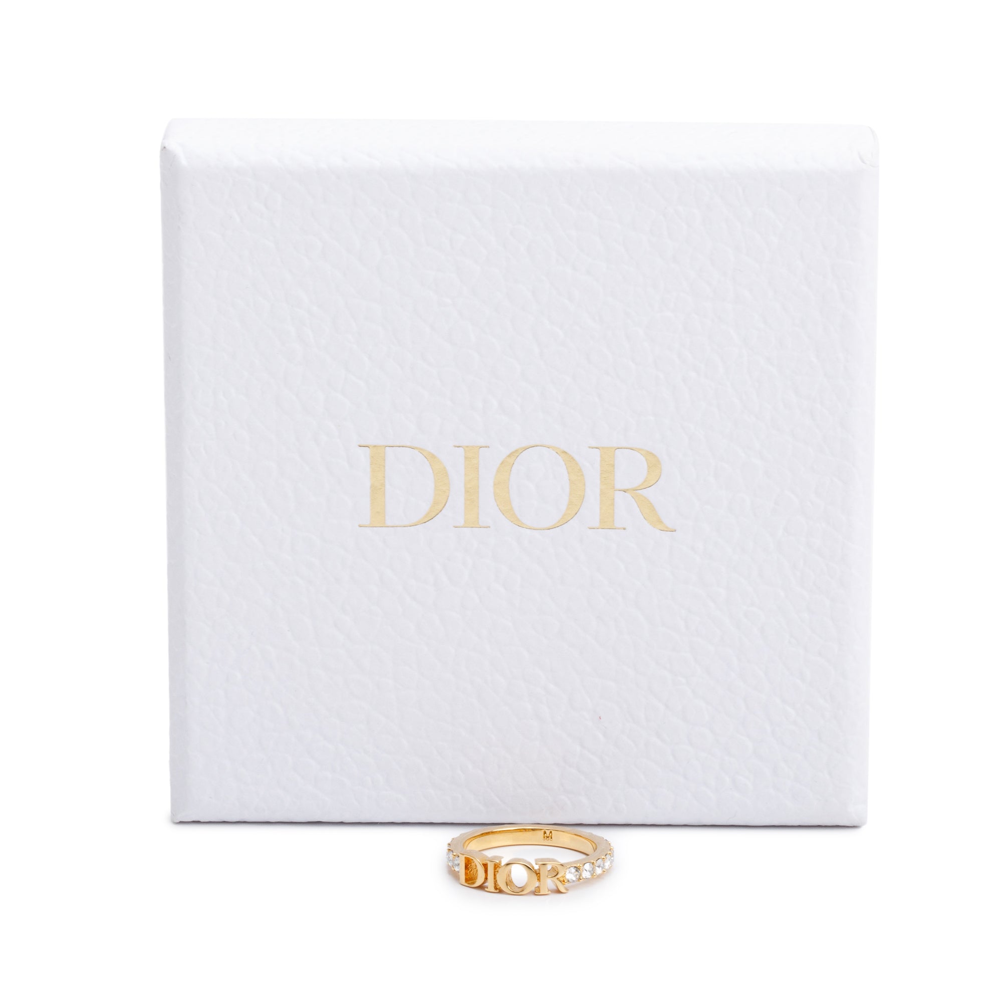 Christian Dior Gold Plated Crystal Dio(r)evolution Ring, Size 6 w/ Box
