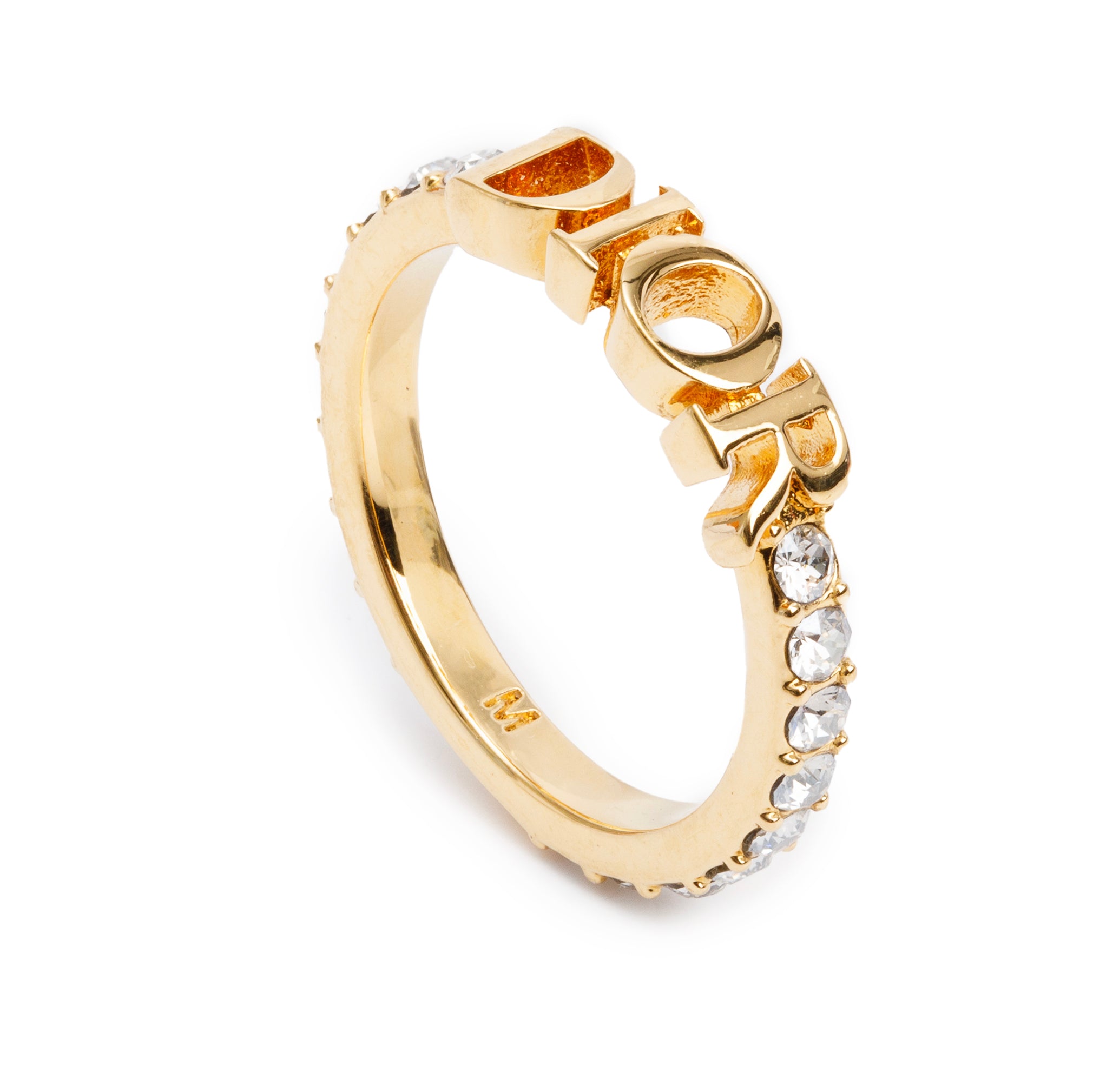 Christian Dior Gold Plated Crystal Dio(r)evolution Ring, Size 6 w/ Box