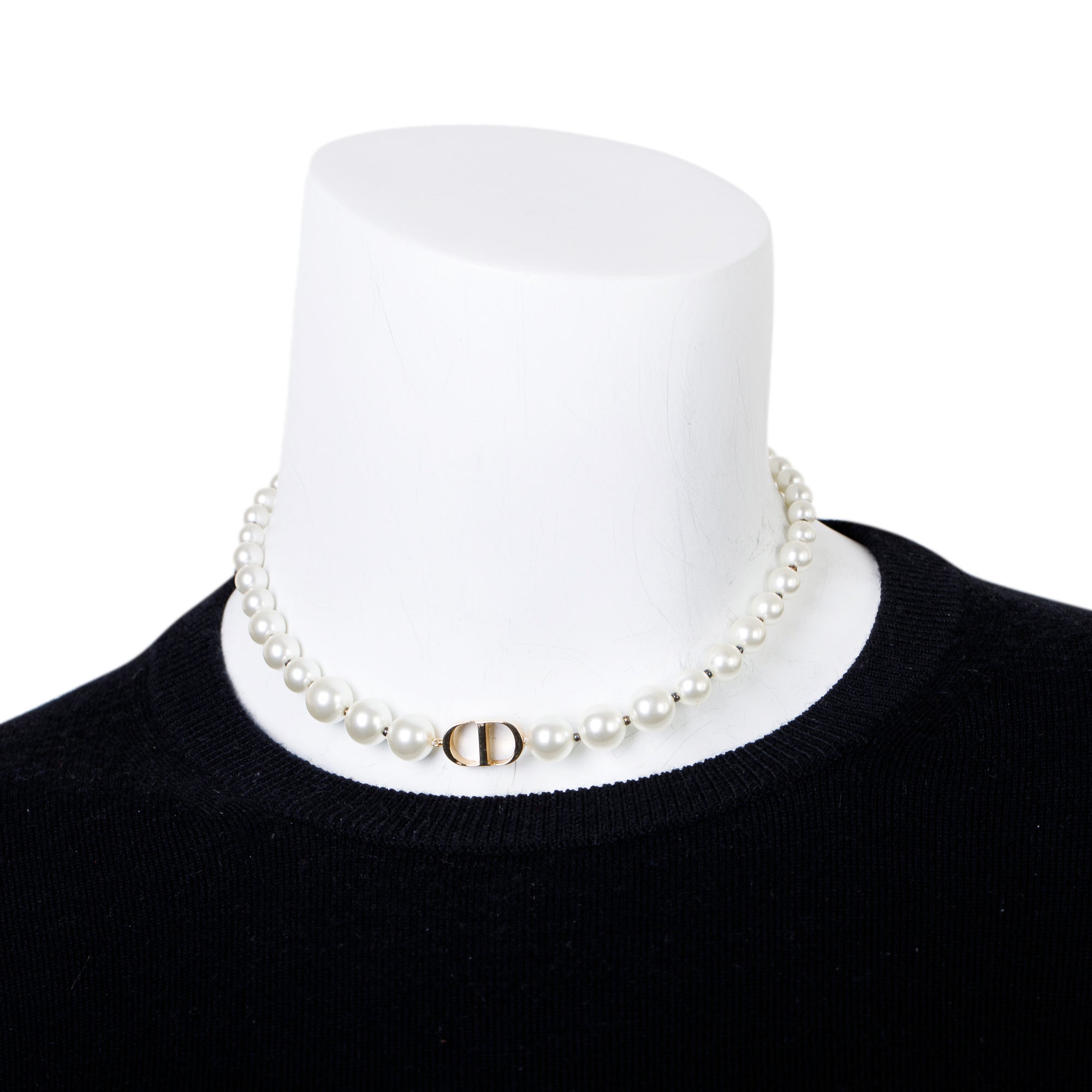 Christian Dior Gold Plated Faux Pearl 30 Montaigne Choker Necklace