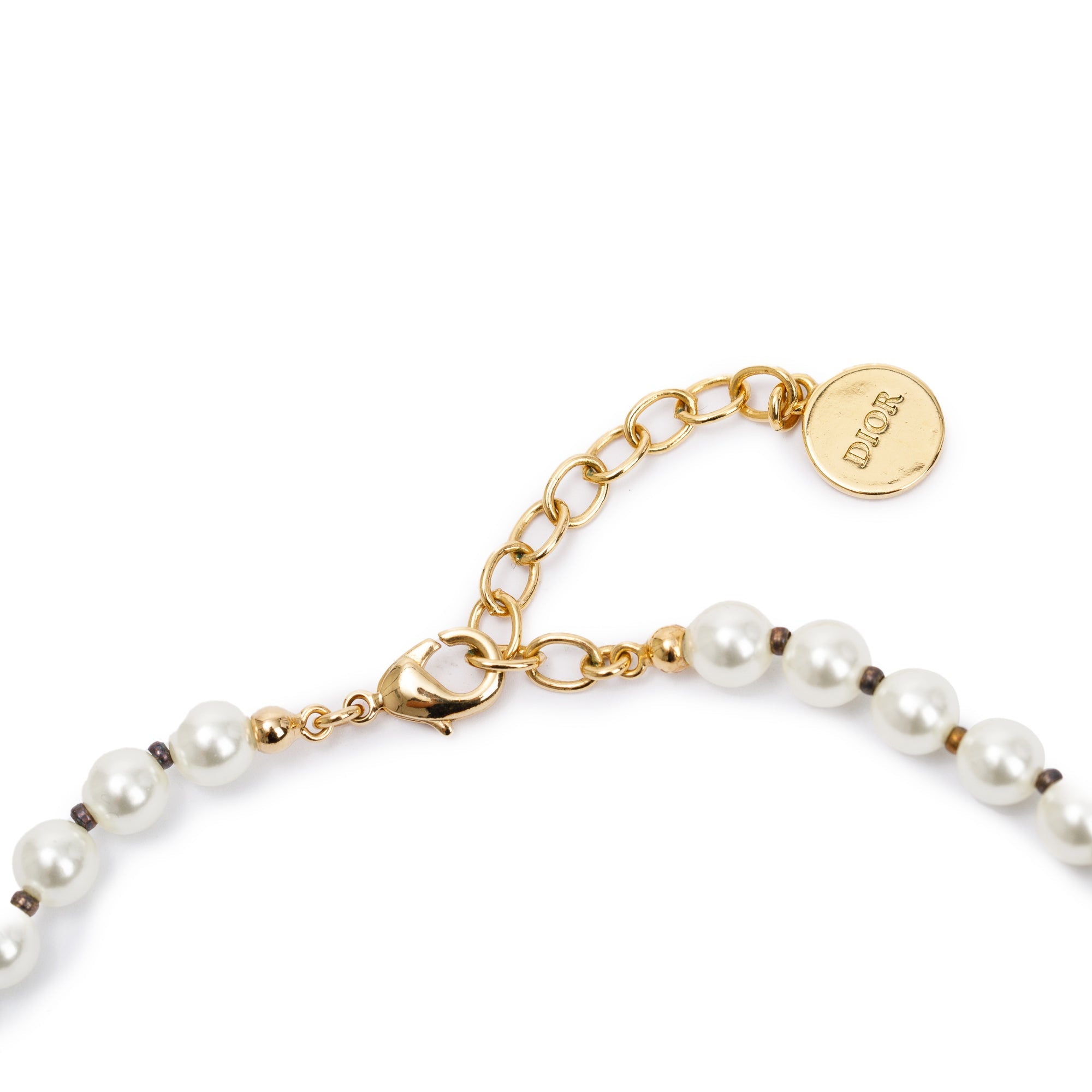 Christian Dior Gold Plated Faux Pearl 30 Montaigne Choker Necklace