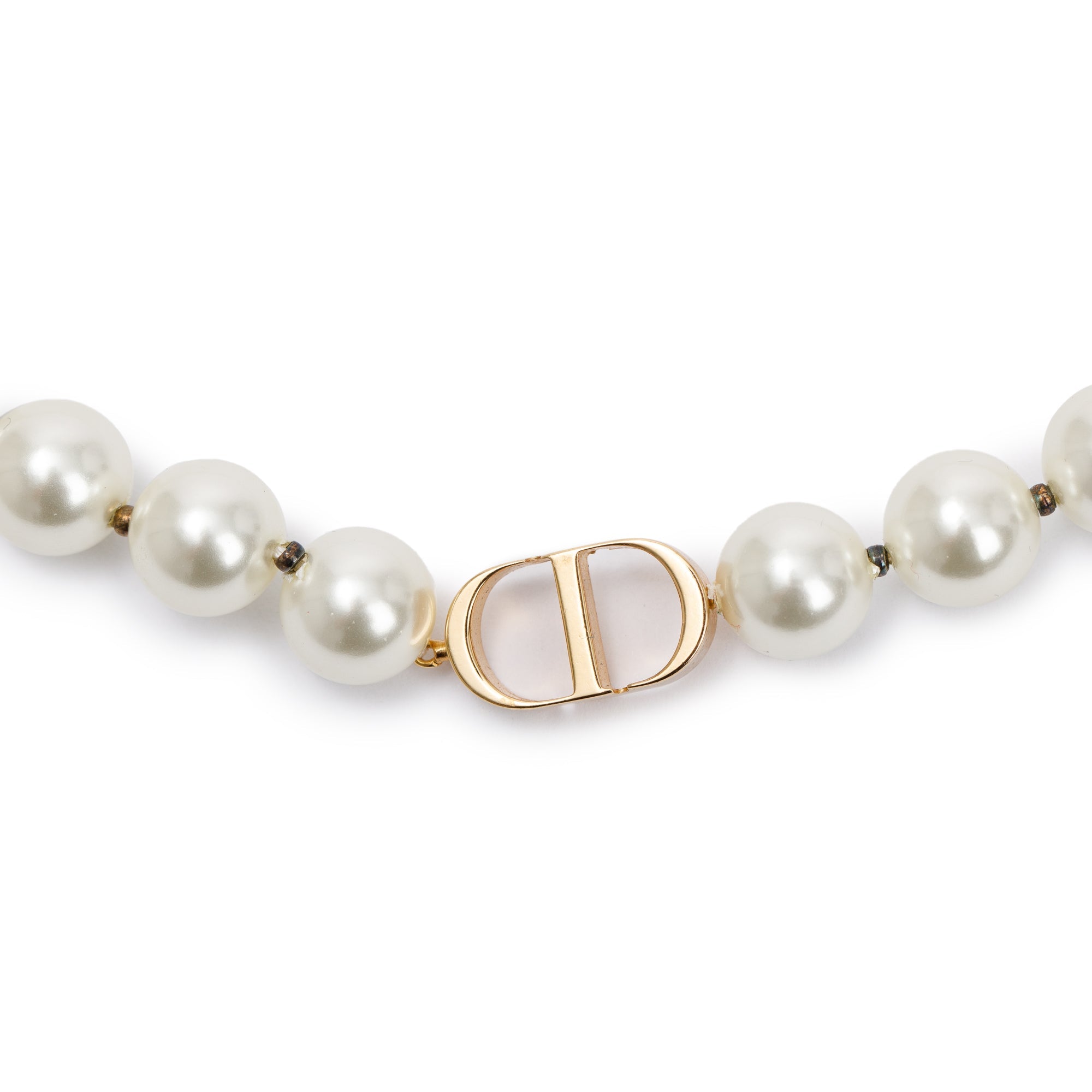 Christian Dior Gold Plated Faux Pearl 30 Montaigne Choker Necklace
