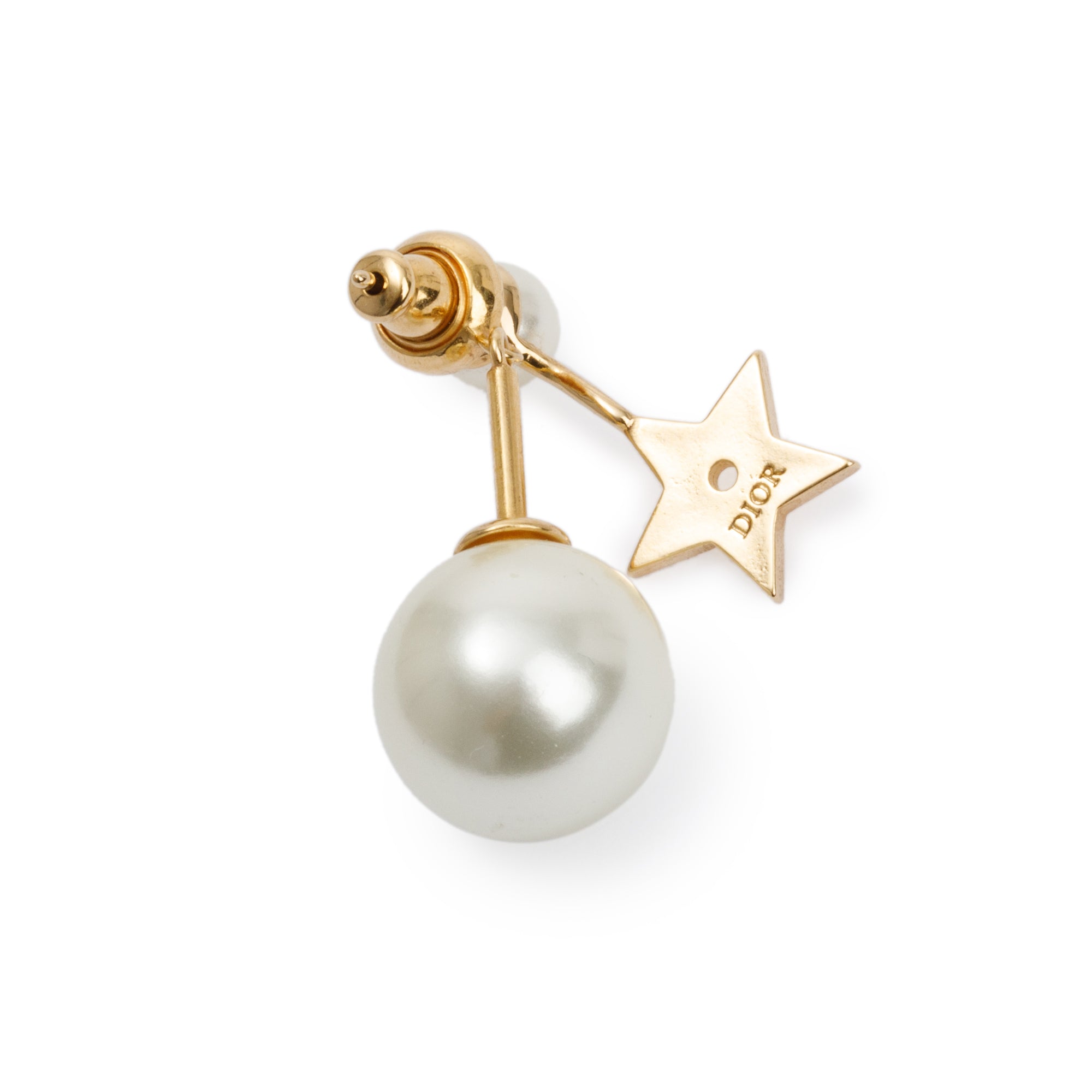 Christian Dior Gold Plated Faux Pearl My ABCDior Tribales Etoile Single Earring w/ Box
