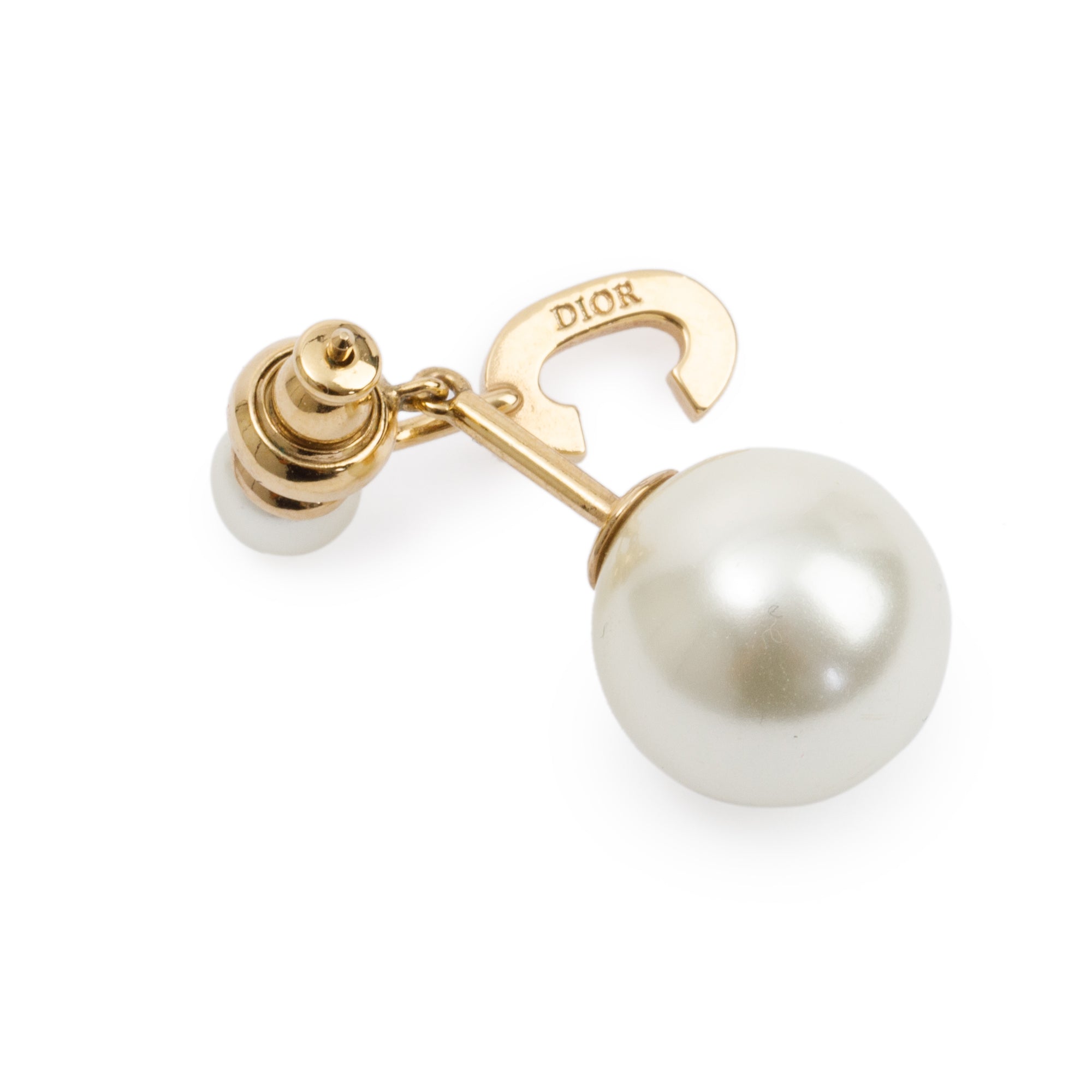 Christian Dior Gold Plated Faux Pearl My ABCDior Tribales Letter C Single Earring