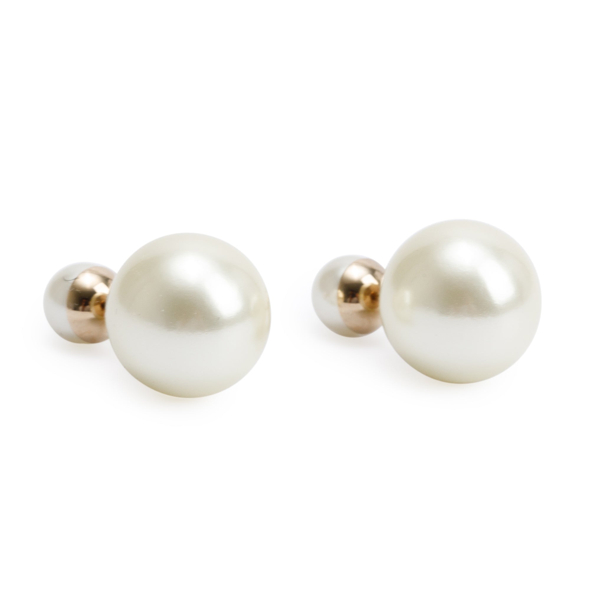 Christian Dior Gold Plated Faux Pearl Tribales Earrings