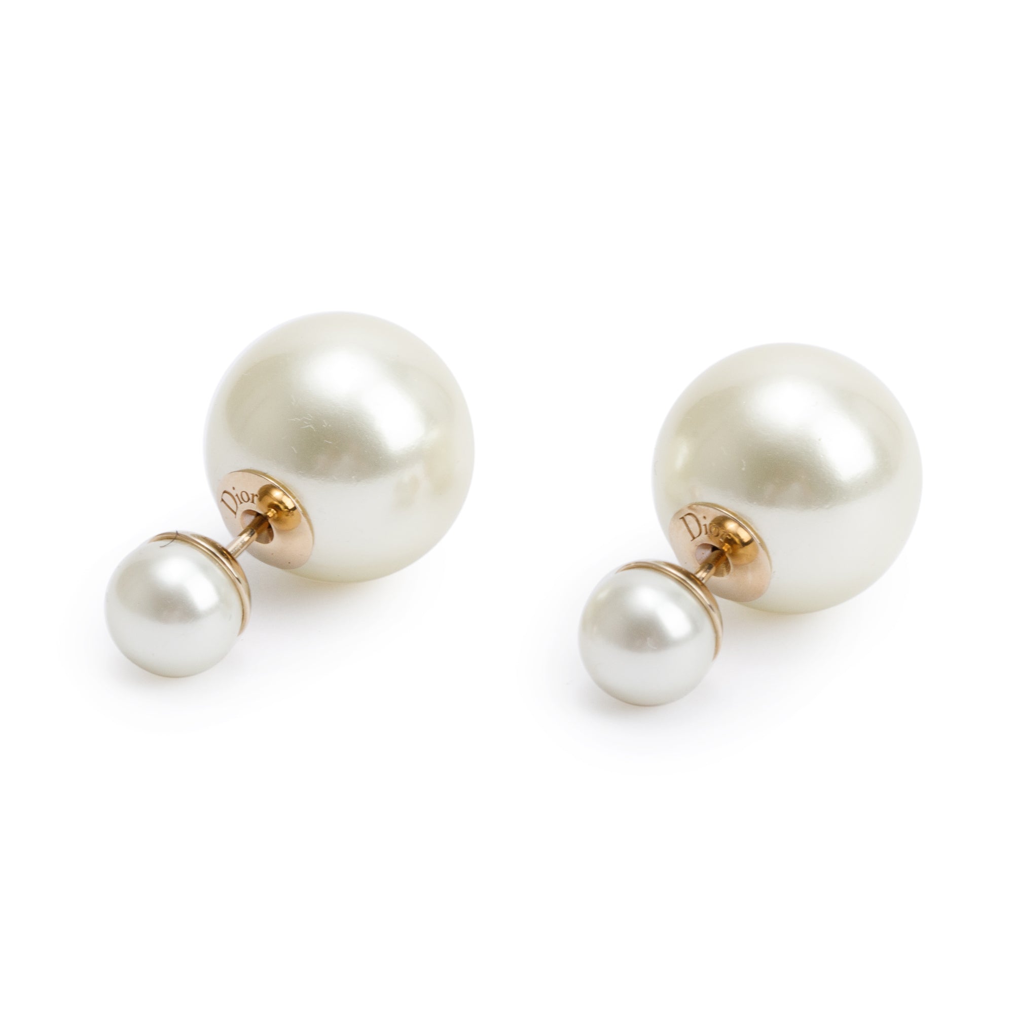 Christian Dior Gold Plated Faux Pearl Tribales Earrings