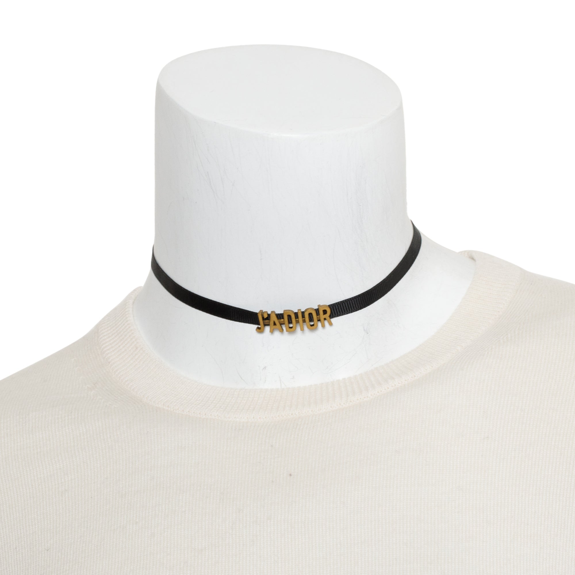 Christian Dior Gold Plated J'ADIOR Black Ribbon Choker Necklace