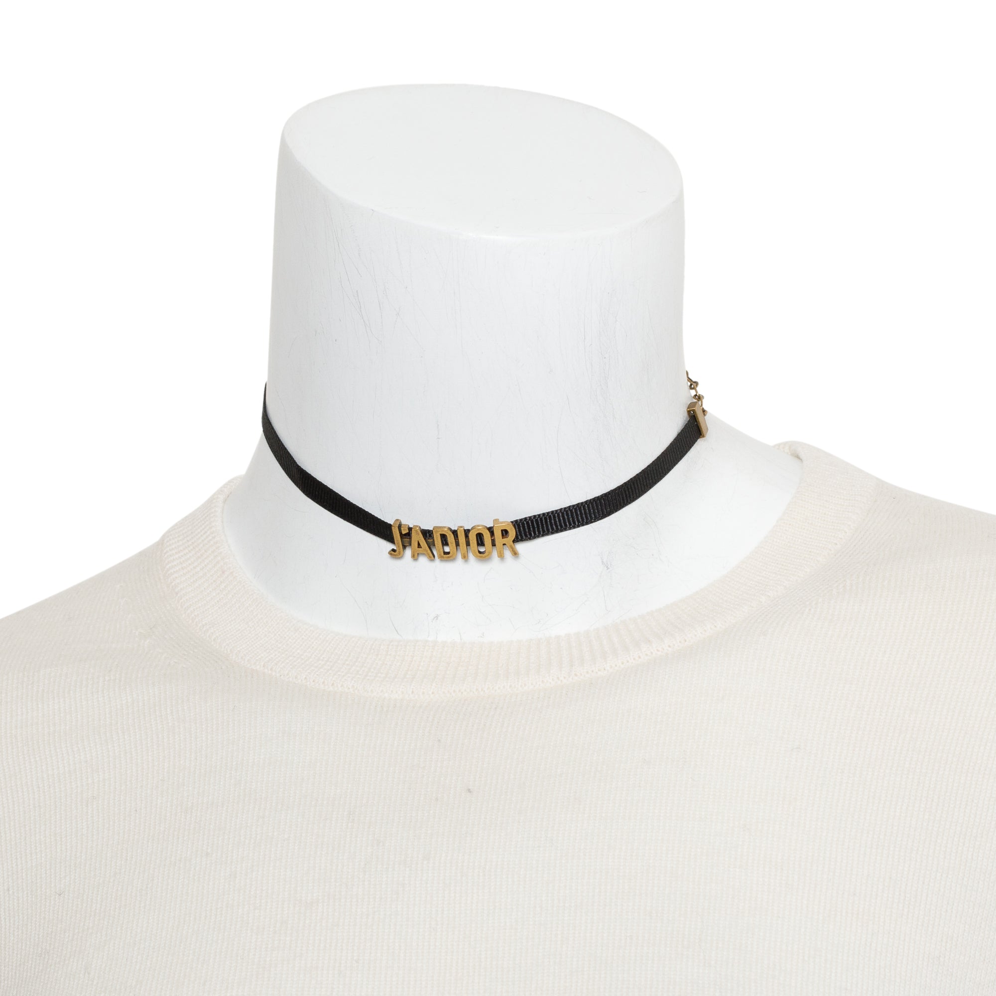 Christian Dior Gold Plated J'ADIOR Black Ribbon Choker Necklace w/ Box